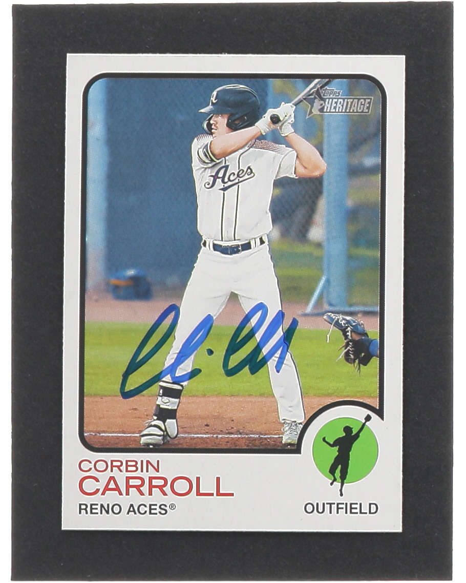 Corbin Carroll Signed 2022 Topps Heritage Minors #121 (Beckett) at PristineAuction.com Corbin Carroll Signed 2022 Topps Heritage Minors #121 (Beckett) at PristineAuction.com