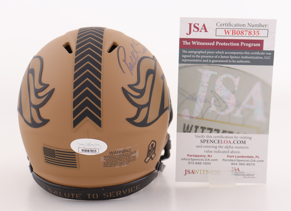 Patrick Surtain II Signed Broncos Salute To Service Speed Mini Helmet (JSA) at PristineAuction.com Patrick Surtain II Signed Broncos Salute To Service Speed Mini Helmet (JSA) at PristineAuction.com