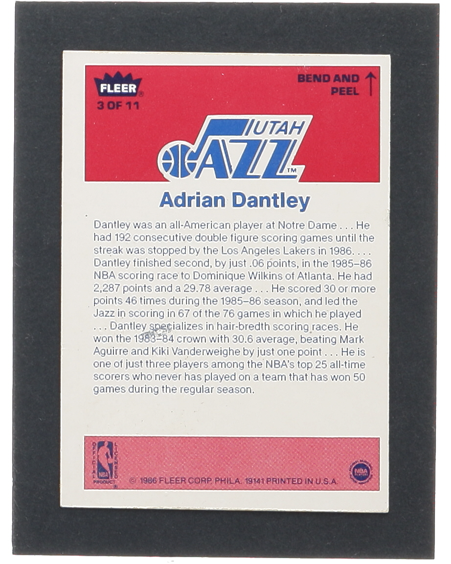 Adrian Dantley 1986-87 Fleer Stickers #3 at PristineAuction.com Adrian Dantley 1986-87 Fleer Stickers #3 at PristineAuction.com