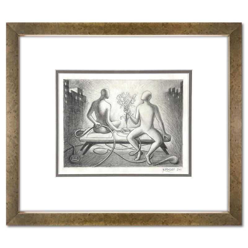 "They're Playing My Song" 17x15 Custom Framed Original Drawing by Mark Kostabi (PA) at PristineAuction.com "They're Playing My Song" 17x15 Custom Framed Original Drawing by Mark Kostabi (PA) at PristineAuction.com