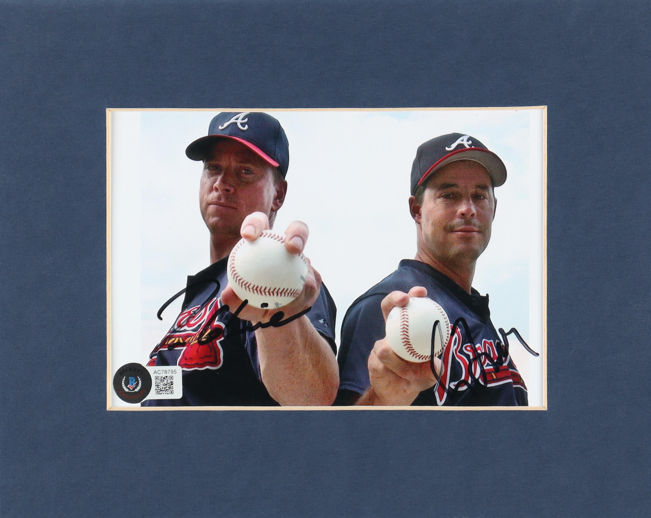 Greg Maddux & Tom Glavine Signed Braves 8x10 Custom Matted Photo (Beckett) at PristineAuction.com Greg Maddux & Tom Glavine Signed Braves 8x10 Custom Matted Photo (Beckett) at PristineAuction.com
