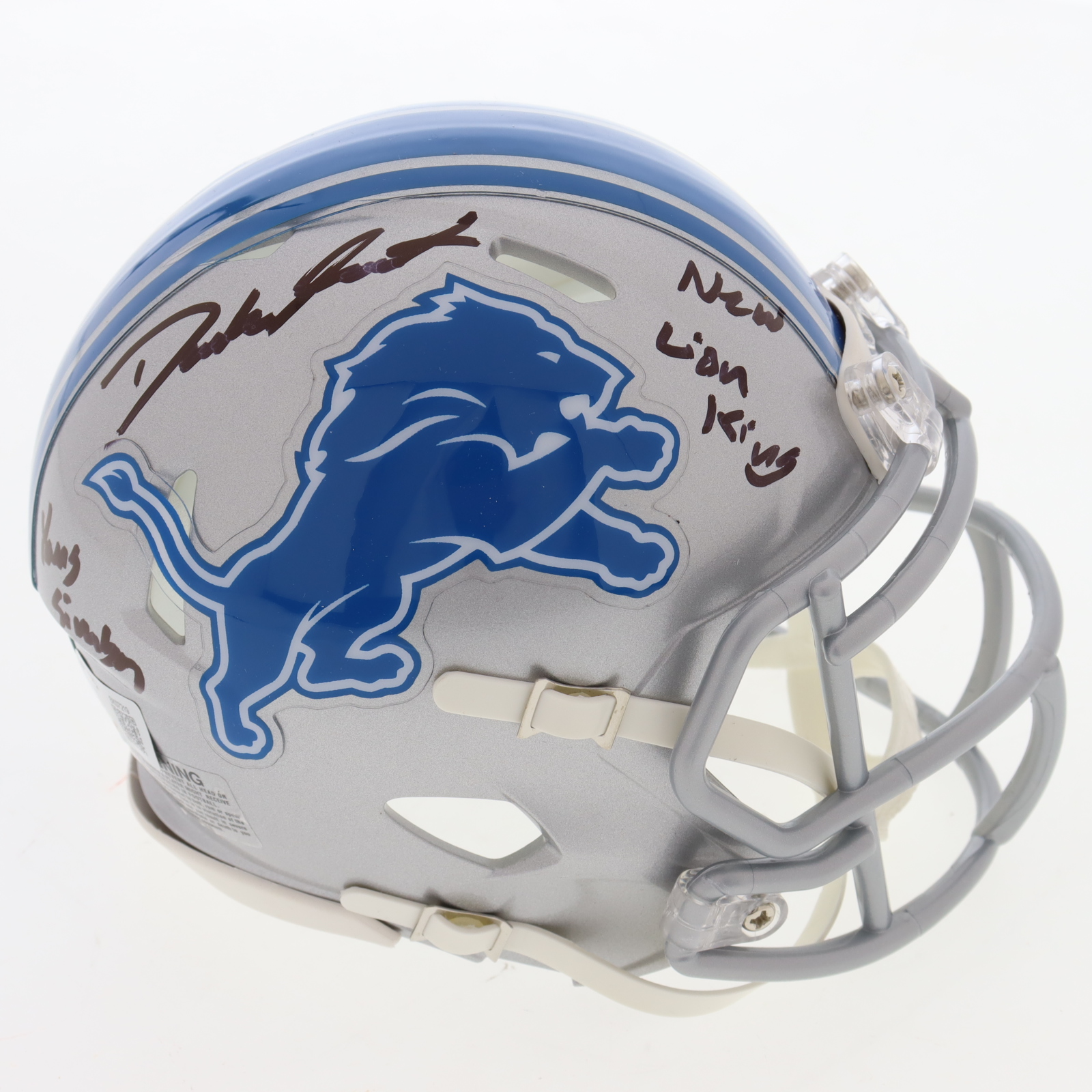 D'Andre Swift Signed Lions Speed Mini Helmet Inscribed "New Lion King" & "Young Simba" (Beckett) at PristineAuction.com D'Andre Swift Signed Lions Speed Mini Helmet Inscribed "New Lion King" & "Young Simba" (Beckett) at PristineAuction.com