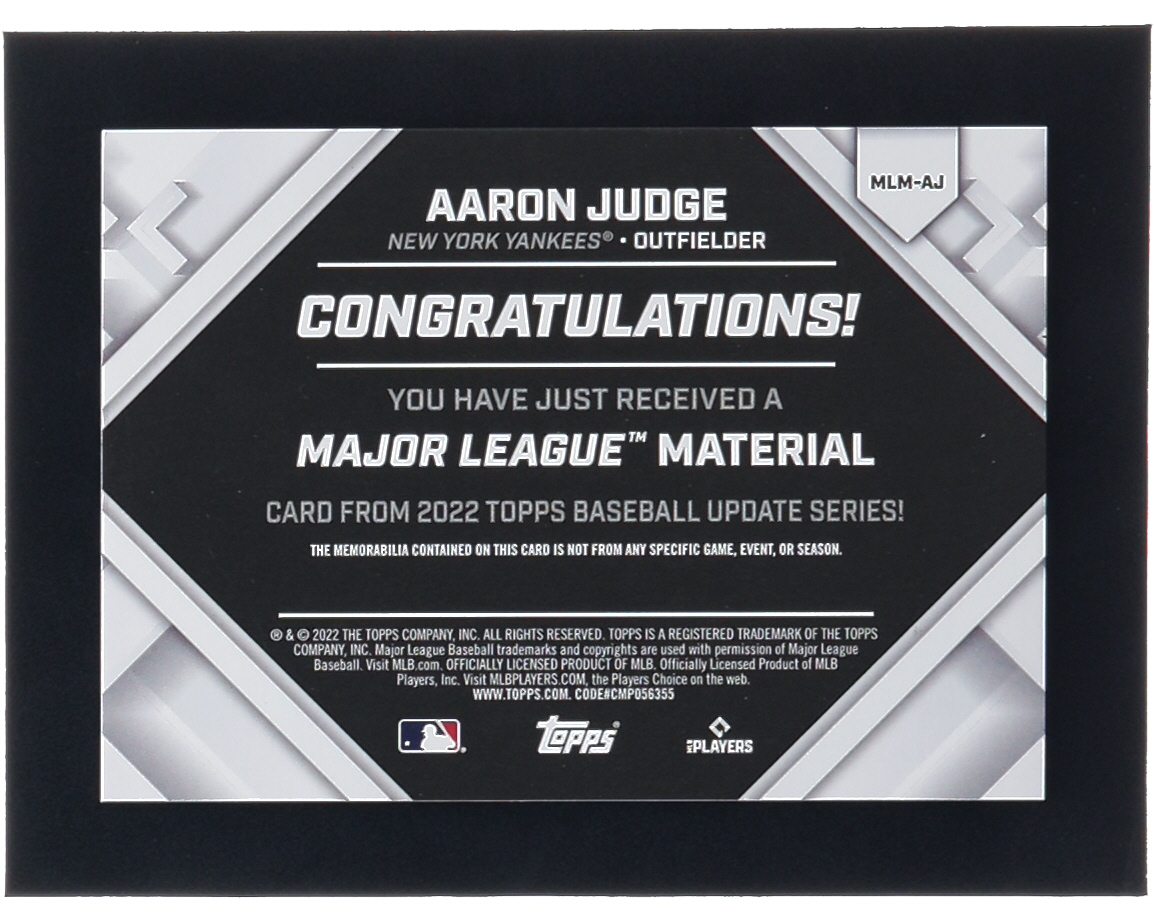 Aaron Judge 2022 Topps Major League Materials #MLMAJ at PristineAuction.com Aaron Judge 2022 Topps Major League Materials #MLMAJ at PristineAuction.com