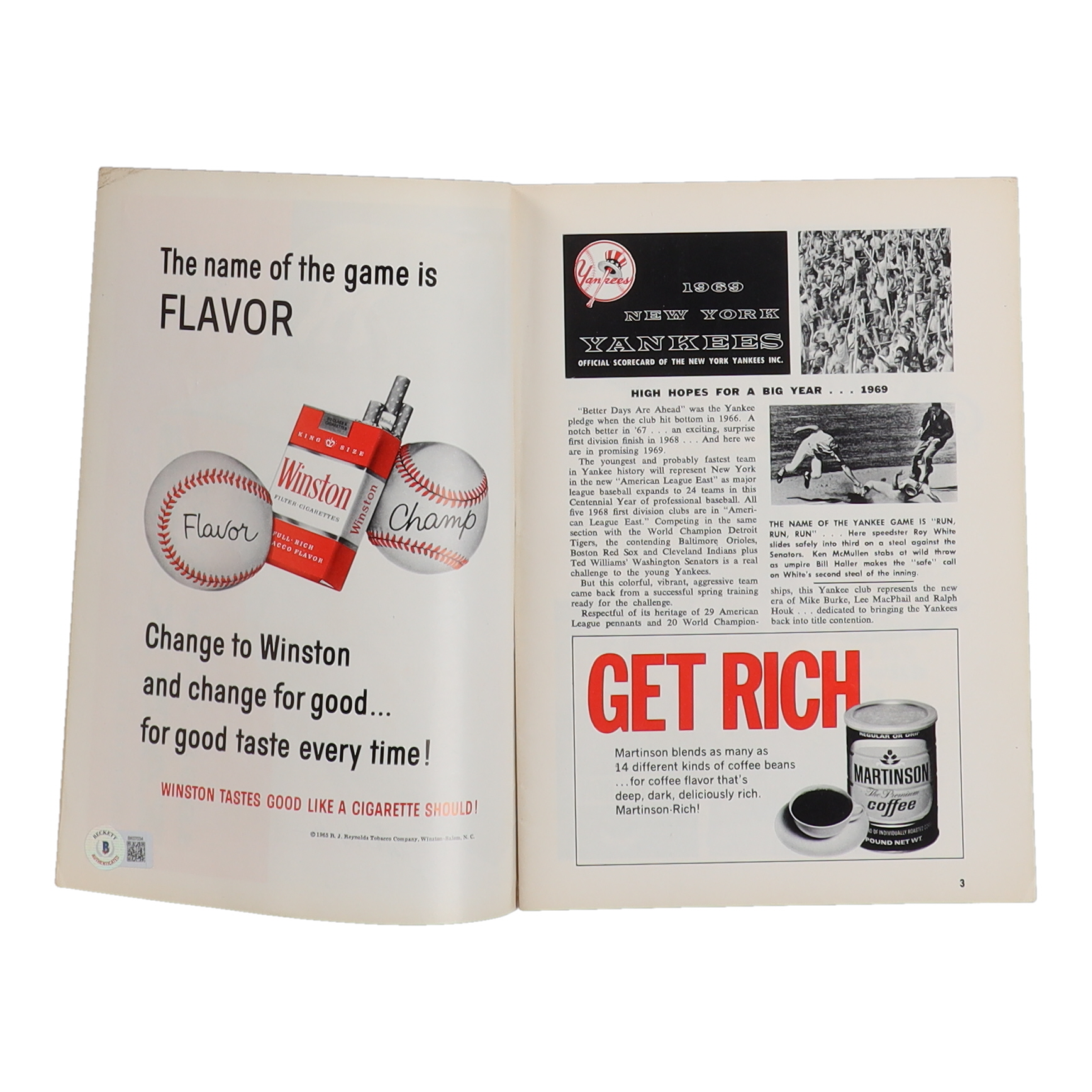 Ralph Houk Signed 1969 Yankees Scorecard & Official Program (Beckett) at PristineAuction.com Ralph Houk Signed 1969 Yankees Scorecard & Official Program (Beckett) at PristineAuction.com