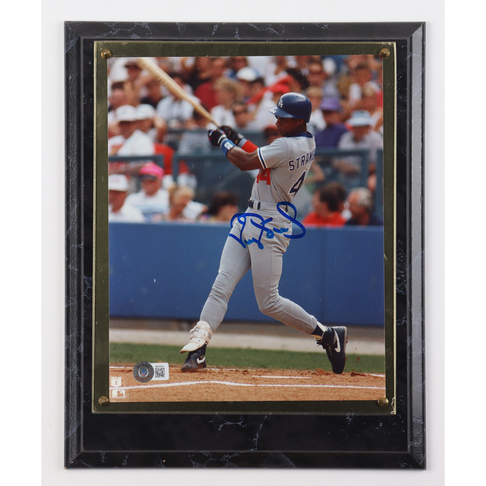 Darryl Strawberry Signed Dodgers Custom Photo Plaque Display (Beckett