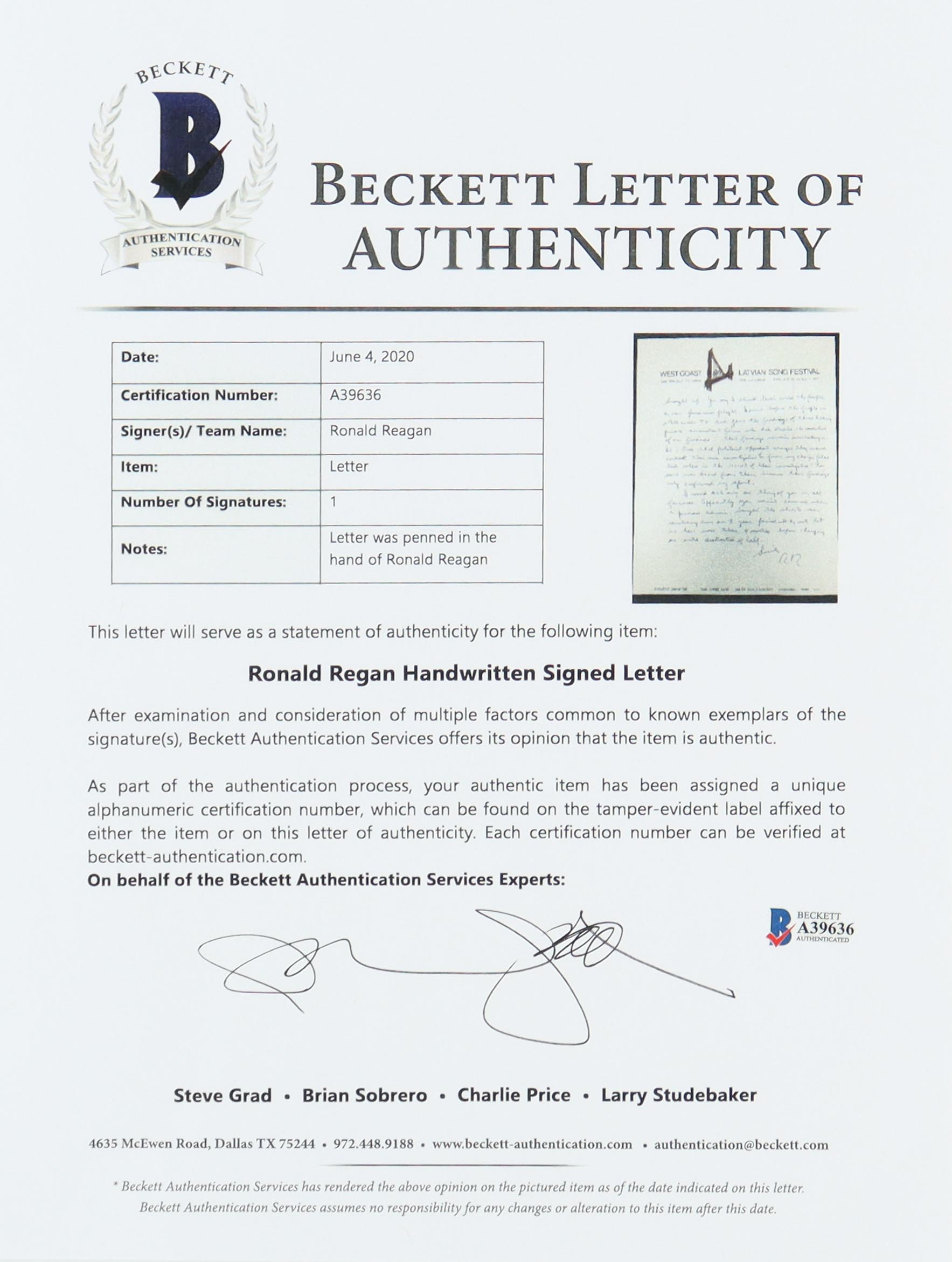 Ronald Reagan Hand-Written Custom Matted Cut Display (Beckett) at PristineAuction.com Ronald Reagan Hand-Written Custom Matted Cut Display (Beckett) at PristineAuction.com