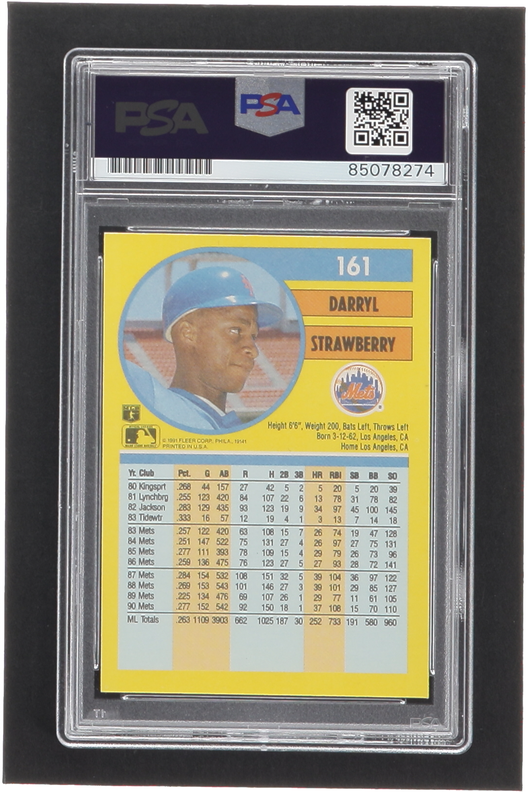 Darryl Strawberry Signed 1991 Fleer #161 (PSA) at PristineAuction.com Darryl Strawberry Signed 1991 Fleer #161 (PSA) at PristineAuction.com