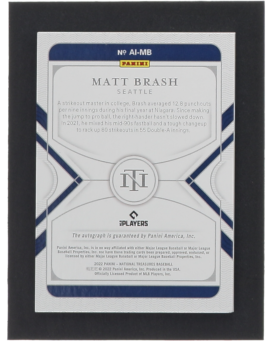 Matt Brash 2022 Panini National Treasures Apprentice Ink #3 RC #76/99 at PristineAuction.com Matt Brash 2022 Panini National Treasures Apprentice Ink #3 RC #76/99 at PristineAuction.com
