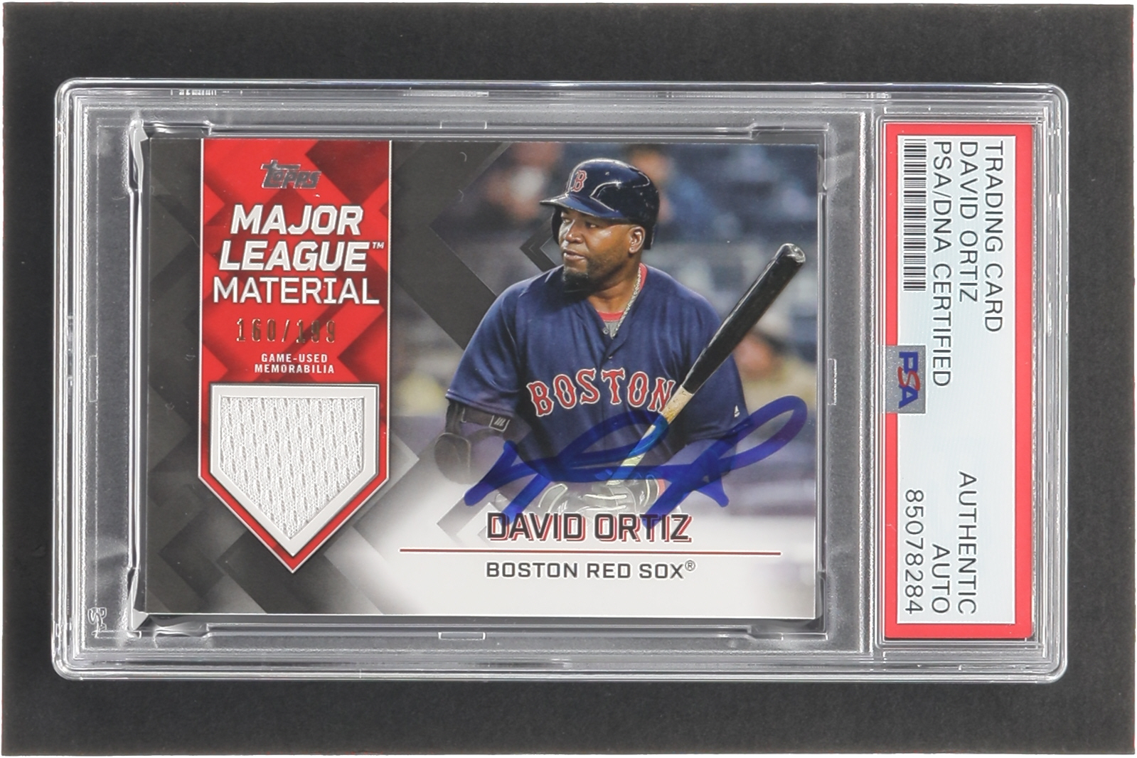 David Ortiz Signed 2022 Topps Major League Materials Black #MLMDO #160/199 (PSA) at PristineAuction.com David Ortiz Signed 2022 Topps Major League Materials Black #MLMDO #160/199 (PSA) at PristineAuction.com