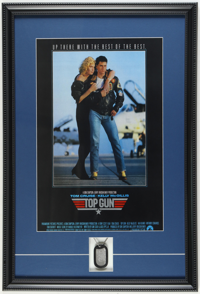 "Top Gun" Custom Framed Photo Display With Pete Maverick Replica Dog Tag Pristine Auction