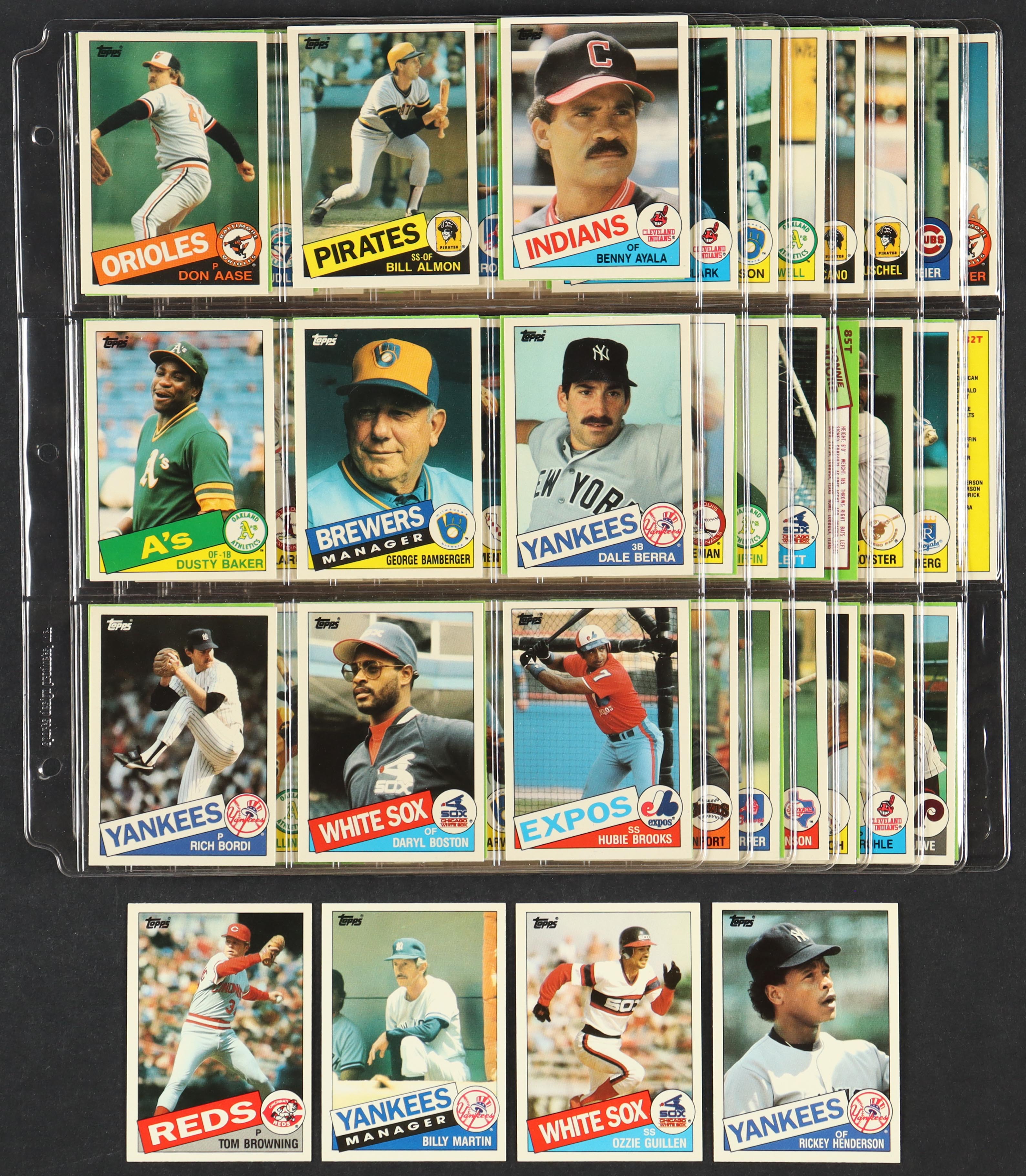 1985 Topps Traded Baseball Complete Set of (132) Cards with Tom Browning #11T RC, Billy Martin #78T, Ozzie Guillen #43T RC, Rickey Henderson #49T at PristineAuction.com 1985 Topps Traded Baseball Complete Set of (132) Cards with Tom Browning #11T RC, Billy Martin #78T, Ozzie Guillen #43T RC, Rickey Henderson #49T at PristineAuction.com