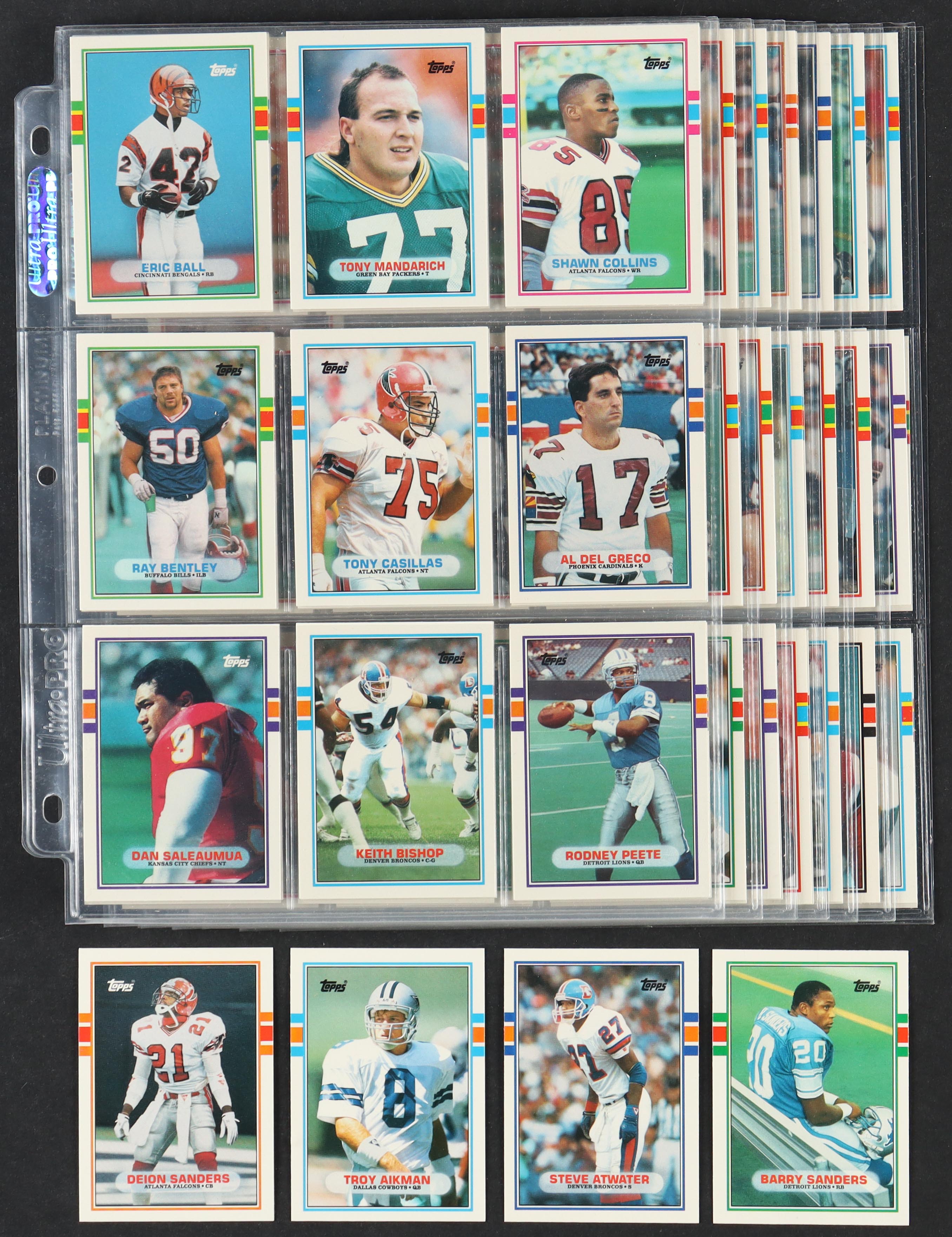 1989 Topps Traded Football Complete Set of (132) Cards with Barry Sanders #83T RC, Deion Sanders #30T RC, Troy Aikman #70T RC, Steve Atwater #52T RC at PristineAuction.com 1989 Topps Traded Football Complete Set of (132) Cards with Barry Sanders #83T RC, Deion Sanders #30T RC, Troy Aikman #70T RC, Steve Atwater #52T RC at PristineAuction.com