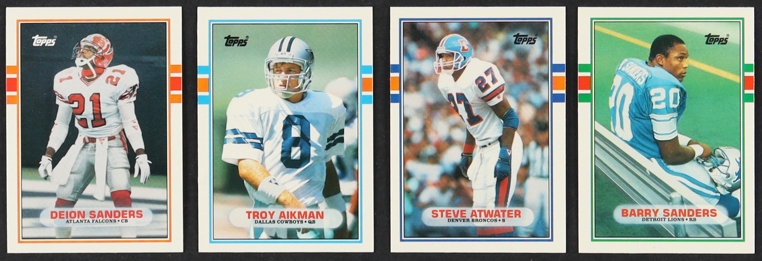 1989 Topps Traded Football Complete Set of (132) Cards with Barry Sanders #83T RC, Deion Sanders #30T RC, Troy Aikman #70T RC, Steve Atwater #52T RC at PristineAuction.com 1989 Topps Traded Football Complete Set of (132) Cards with Barry Sanders #83T RC, Deion Sanders #30T RC, Troy Aikman #70T RC, Steve Atwater #52T RC at PristineAuction.com