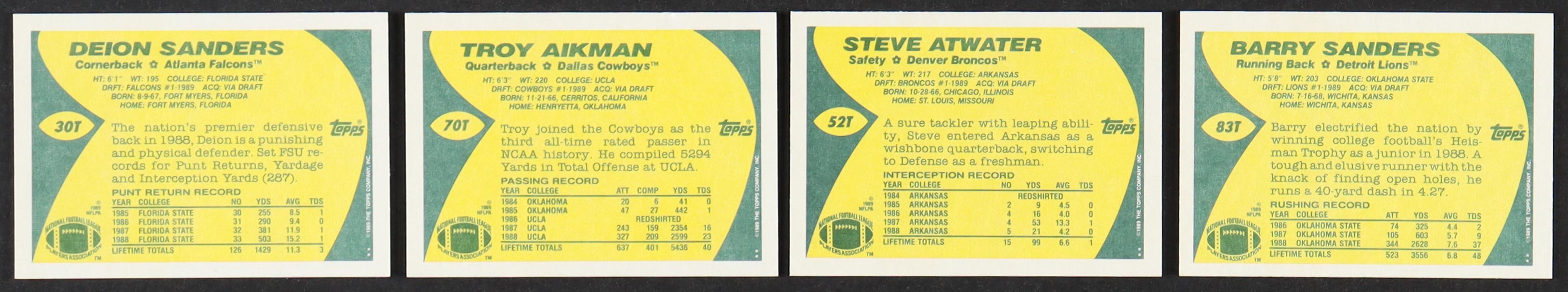 1989 Topps Traded Football Complete Set of (132) Cards with Barry Sanders #83T RC, Deion Sanders #30T RC, Troy Aikman #70T RC, Steve Atwater #52T RC at PristineAuction.com 1989 Topps Traded Football Complete Set of (132) Cards with Barry Sanders #83T RC, Deion Sanders #30T RC, Troy Aikman #70T RC, Steve Atwater #52T RC at PristineAuction.com