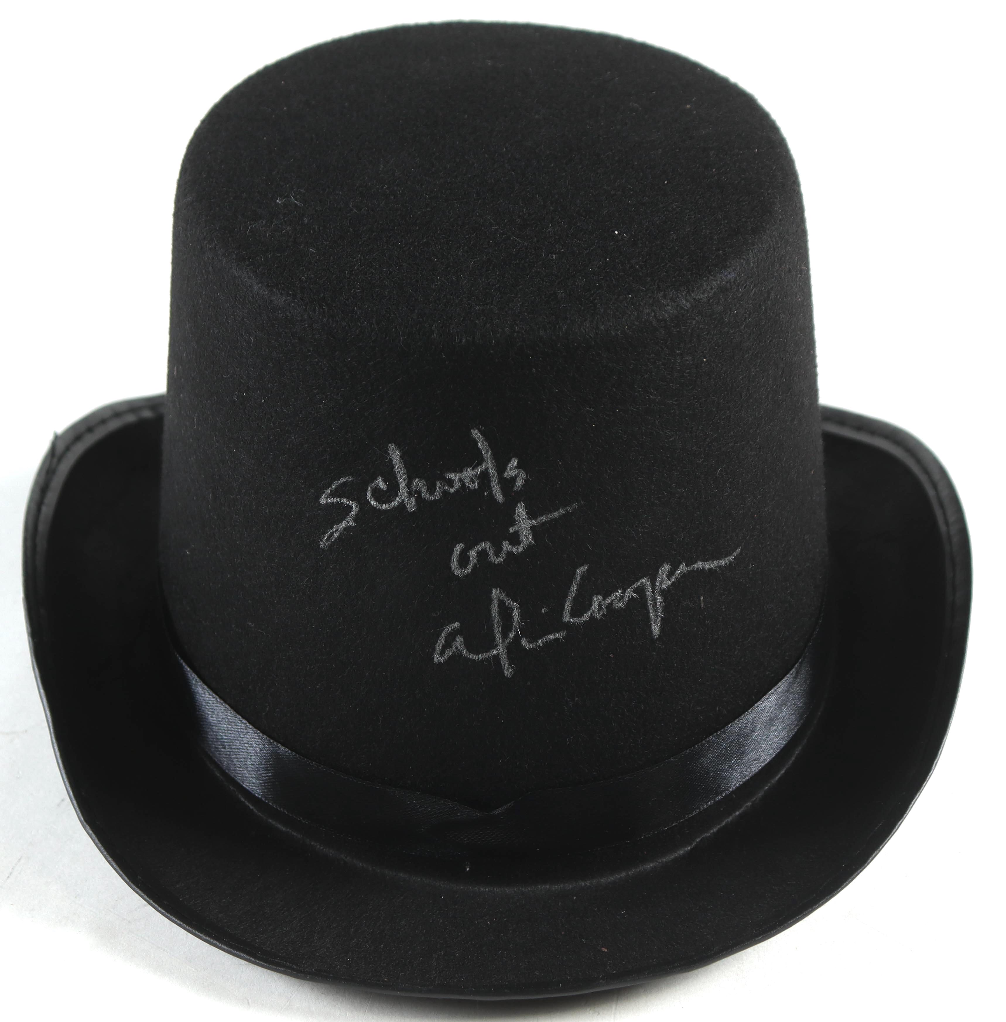 Alice Cooper Signed Top Hat Inscribed "School's Out" (Beckett) at PristineAuction.com Alice Cooper Signed Top Hat Inscribed "School's Out" (Beckett) at PristineAuction.com