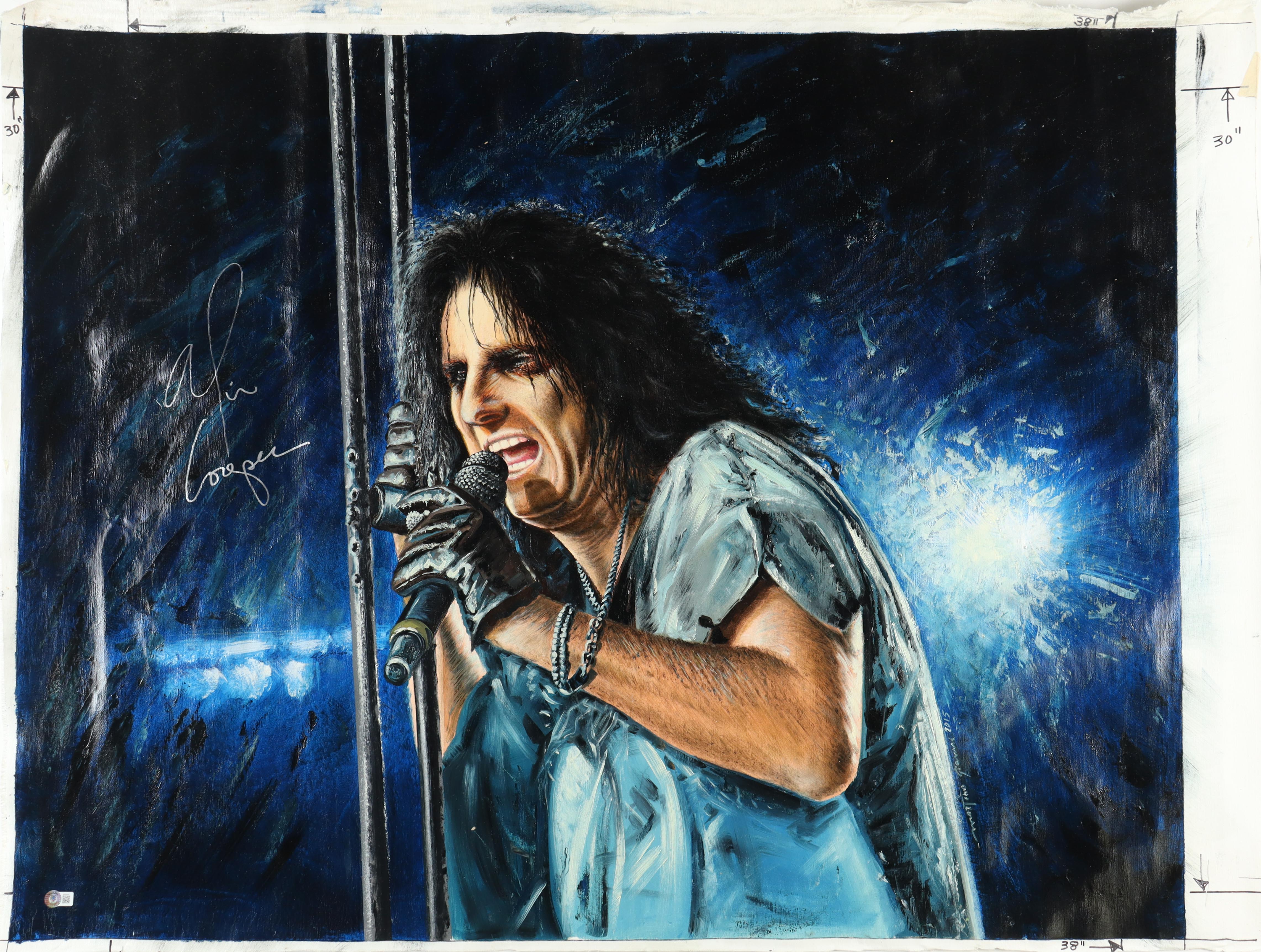 Alice Cooper Signed 43x34 Original Painting on Canvas (Beckett) at PristineAuction.com Alice Cooper Signed 43x34 Original Painting on Canvas (Beckett) at PristineAuction.com