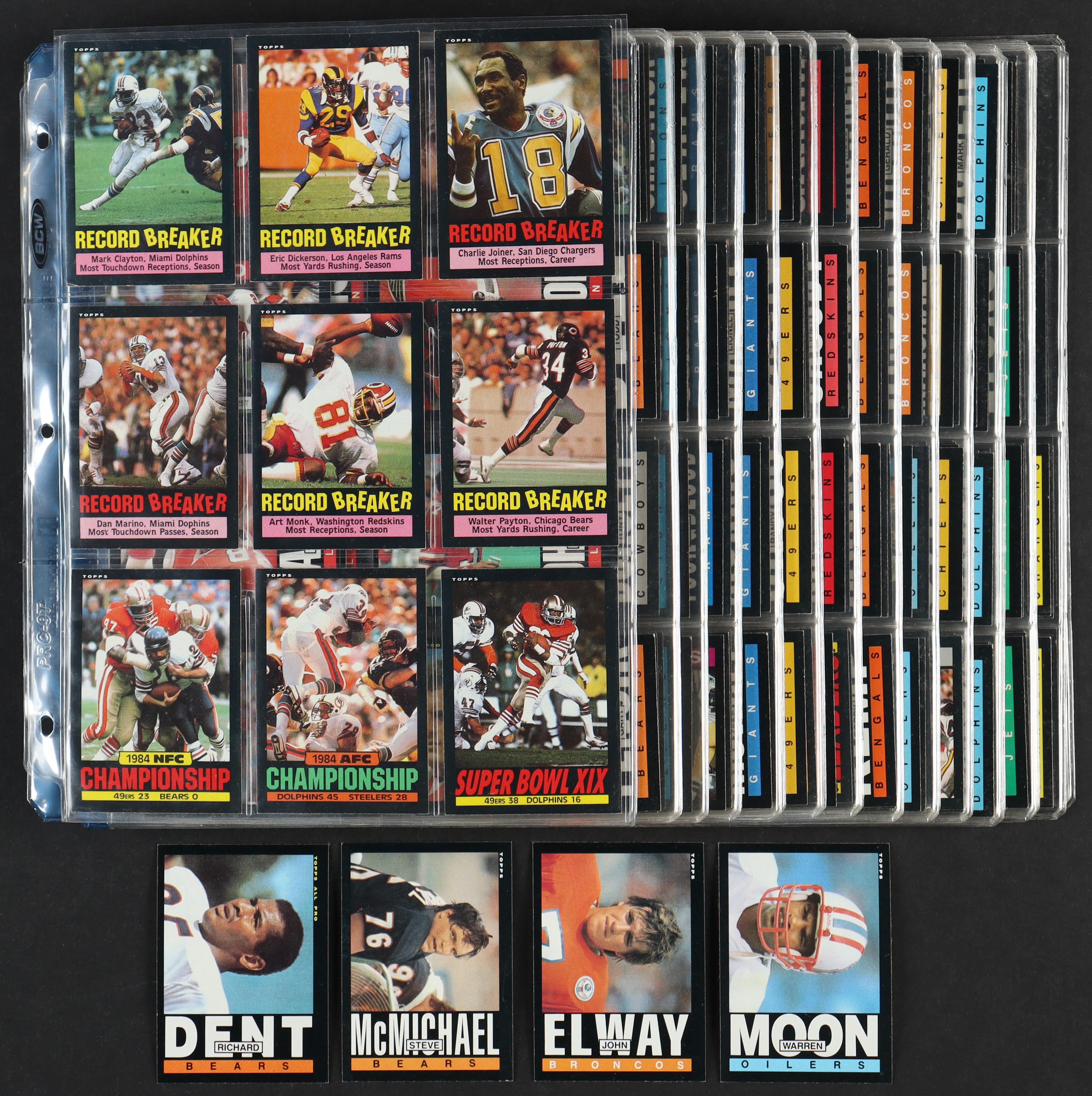 1985 Topps Football Complete Set of (396) Cards with Warren Moon #251 RC, Richard Dent #24 RC, Steve McMichael #32 RC, John Elway #238 at PristineAuction.com 1985 Topps Football Complete Set of (396) Cards with Warren Moon #251 RC, Richard Dent #24 RC, Steve McMichael #32 RC, John Elway #238 at PristineAuction.com