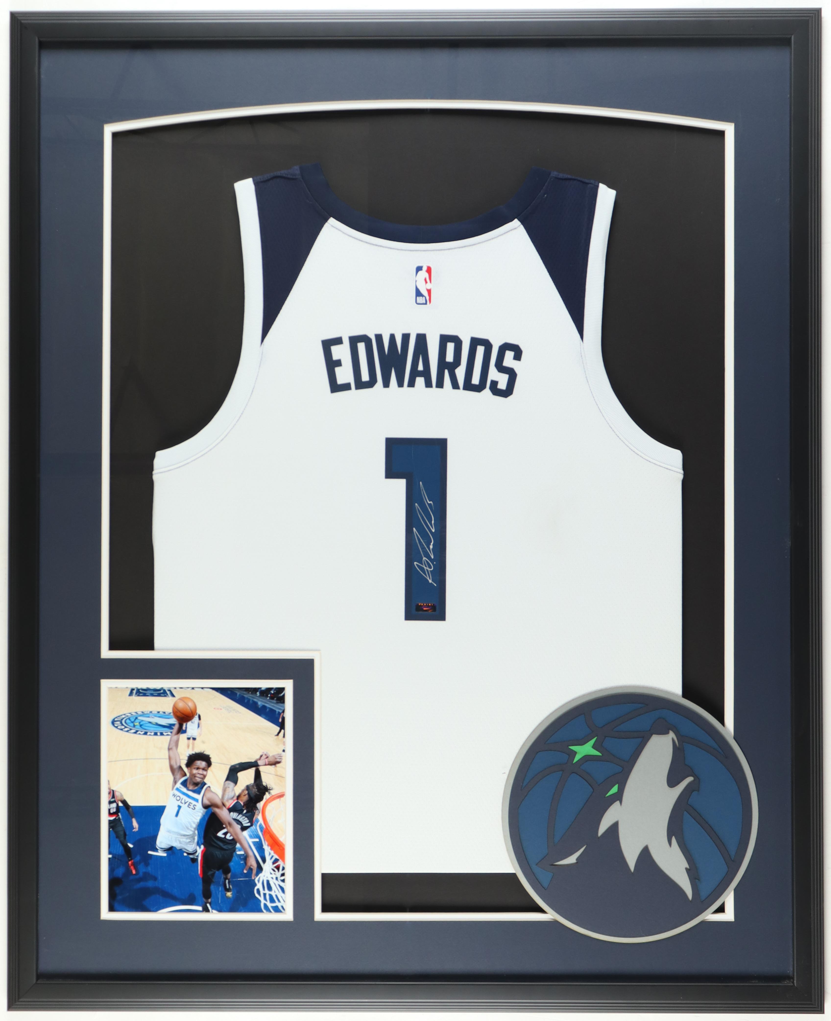 Anthony Edwards Signed Custom Framed Jersey Display (Beckett) at PristineAuction.com Anthony Edwards Signed Custom Framed Jersey Display (Beckett) at PristineAuction.com