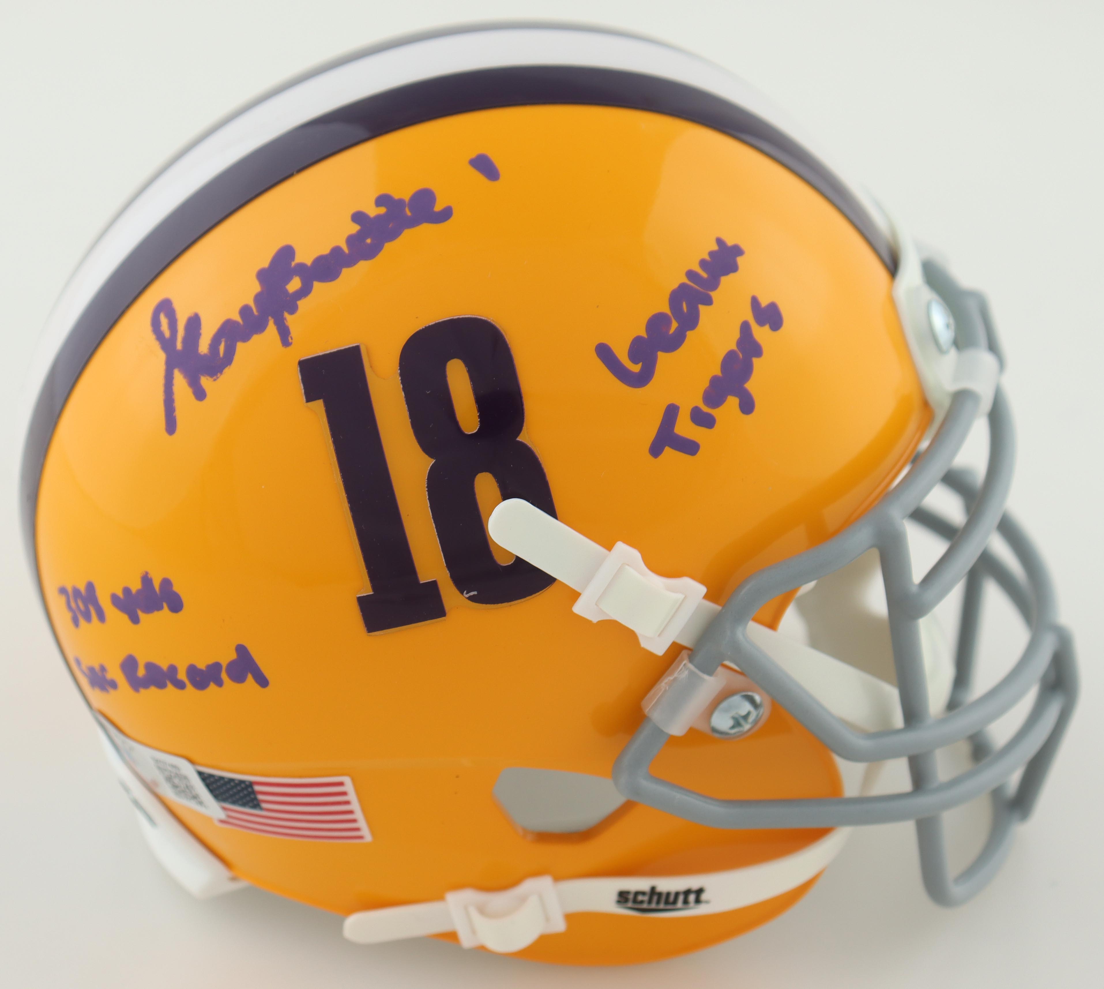 Kayshon Boutte Signed LSU Tigers Mini Helmet Inscribed "Geaux Tigers" & "308 Yds SEC Record" (Beckett) at PristineAuction.com Kayshon Boutte Signed LSU Tigers Mini Helmet Inscribed "Geaux Tigers" & "308 Yds SEC Record" (Beckett) at PristineAuction.com