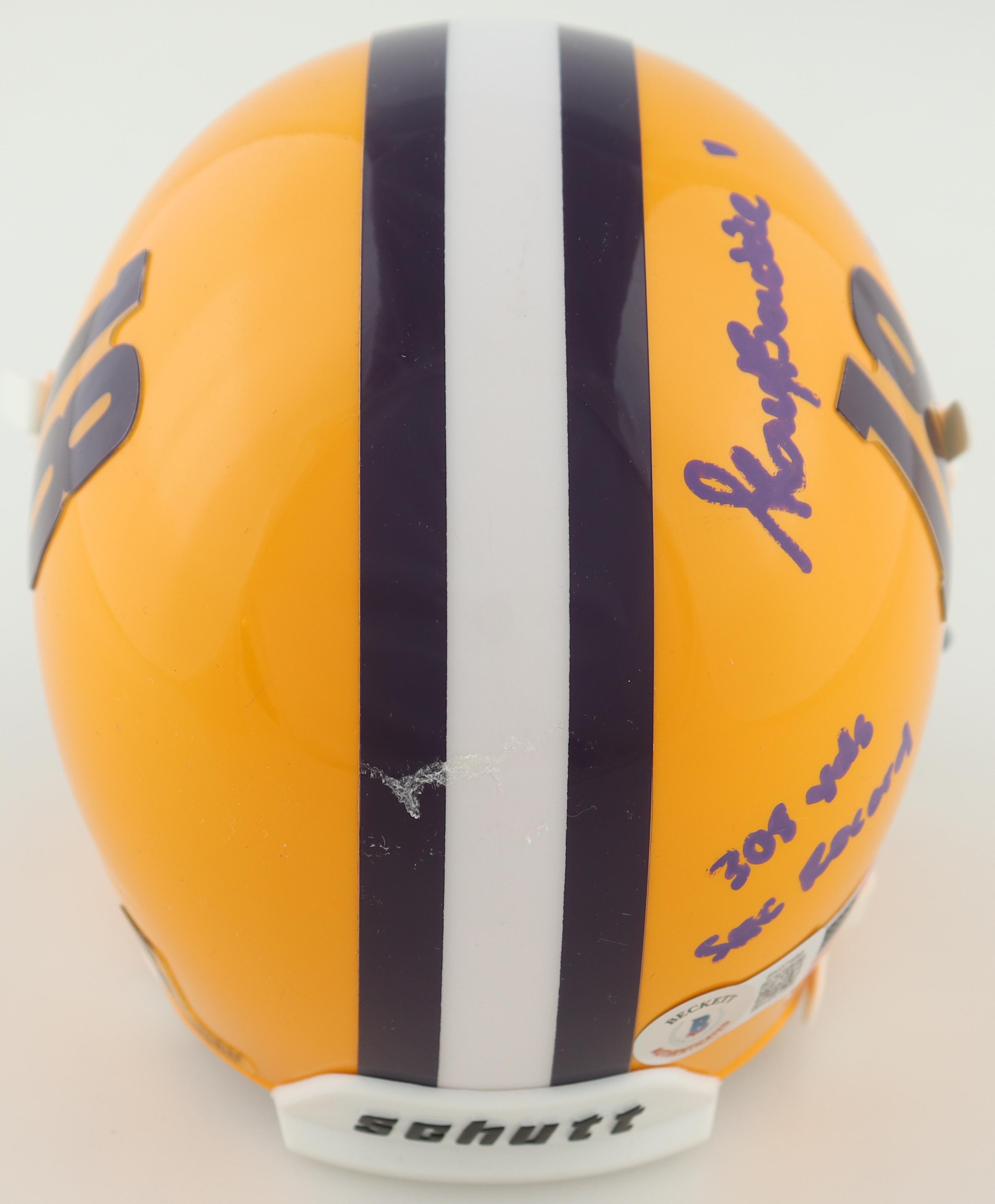 Kayshon Boutte Signed LSU Tigers Mini Helmet Inscribed "Geaux Tigers" & "308 Yds SEC Record" (Beckett) at PristineAuction.com Kayshon Boutte Signed LSU Tigers Mini Helmet Inscribed "Geaux Tigers" & "308 Yds SEC Record" (Beckett) at PristineAuction.com