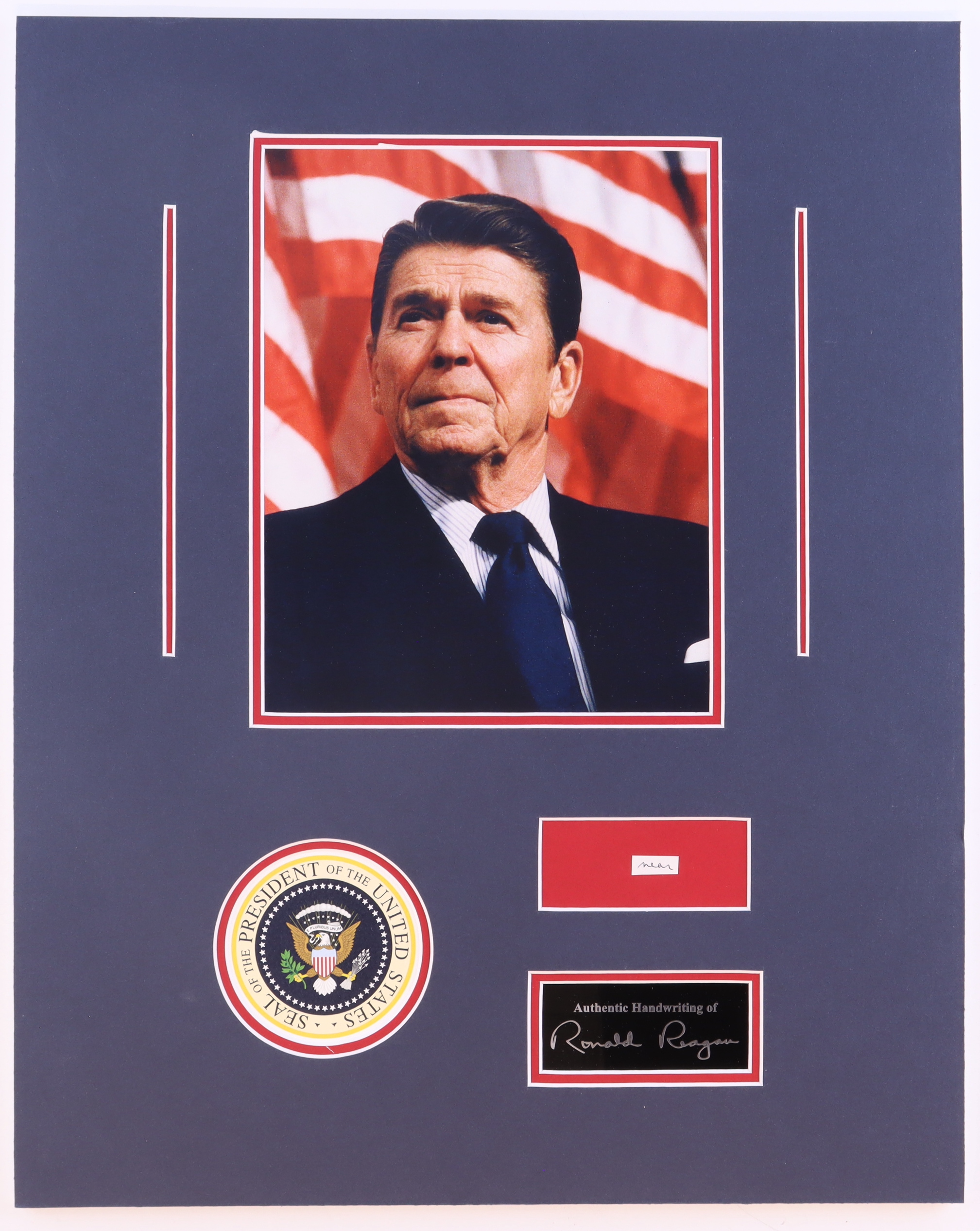 Ronald Reagan Hand-Written Custom Matted Cut Display (Beckett) at PristineAuction.com Ronald Reagan Hand-Written Custom Matted Cut Display (Beckett) at PristineAuction.com