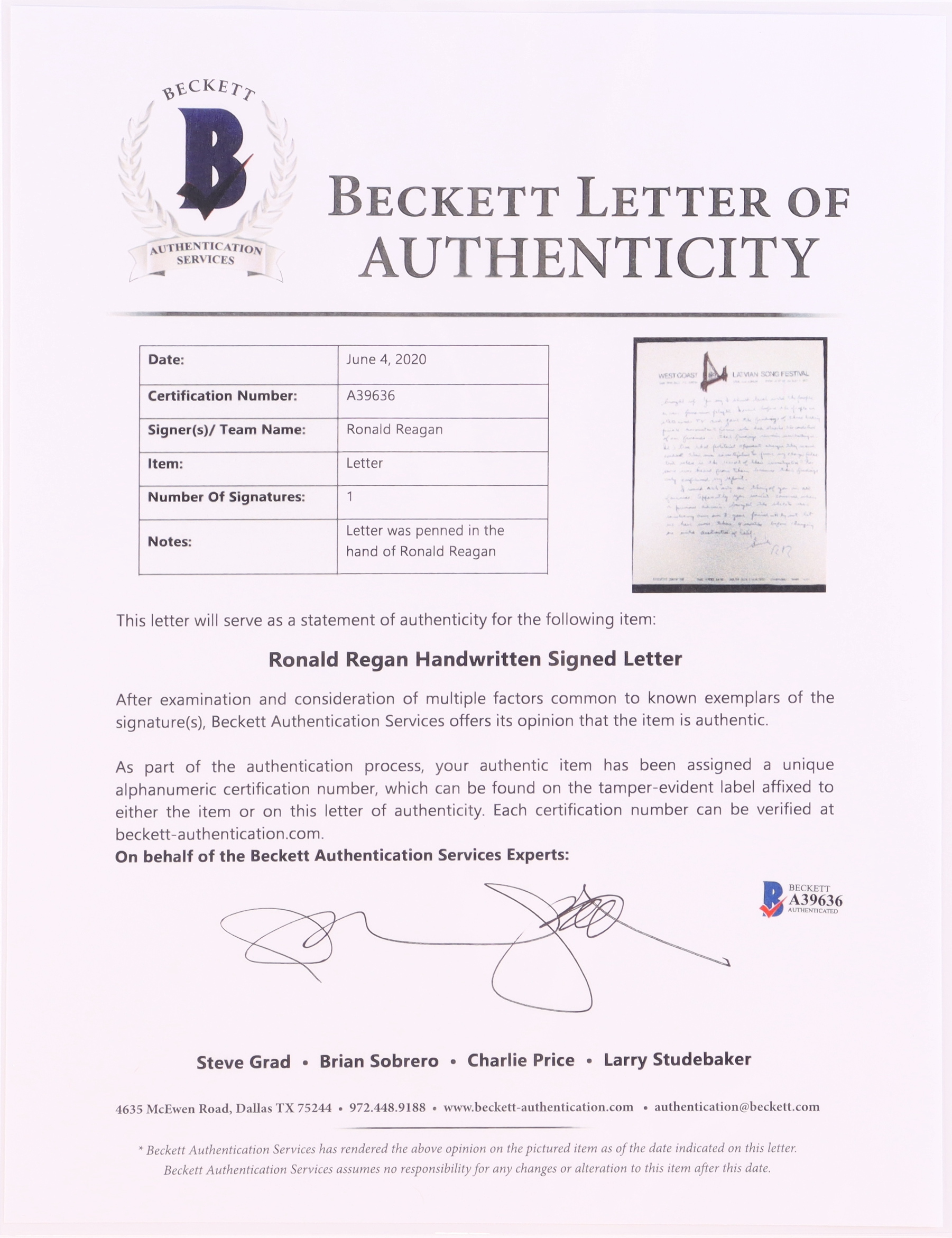 Ronald Reagan Hand-Written Custom Matted Cut Display (Beckett) at PristineAuction.com Ronald Reagan Hand-Written Custom Matted Cut Display (Beckett) at PristineAuction.com