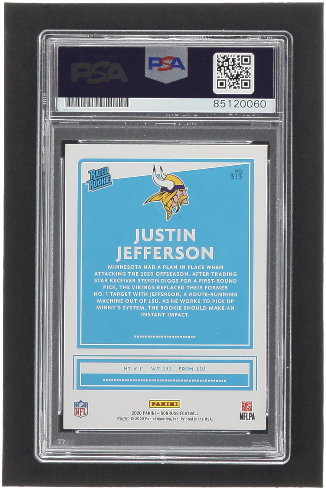 Justin Jefferson Signed 2020 Donruss #313 RR RC (PSA | Autograph Graded PSA 9) at PristineAuction.com Justin Jefferson Signed 2020 Donruss #313 RR RC (PSA | Autograph Graded PSA 9) at PristineAuction.com