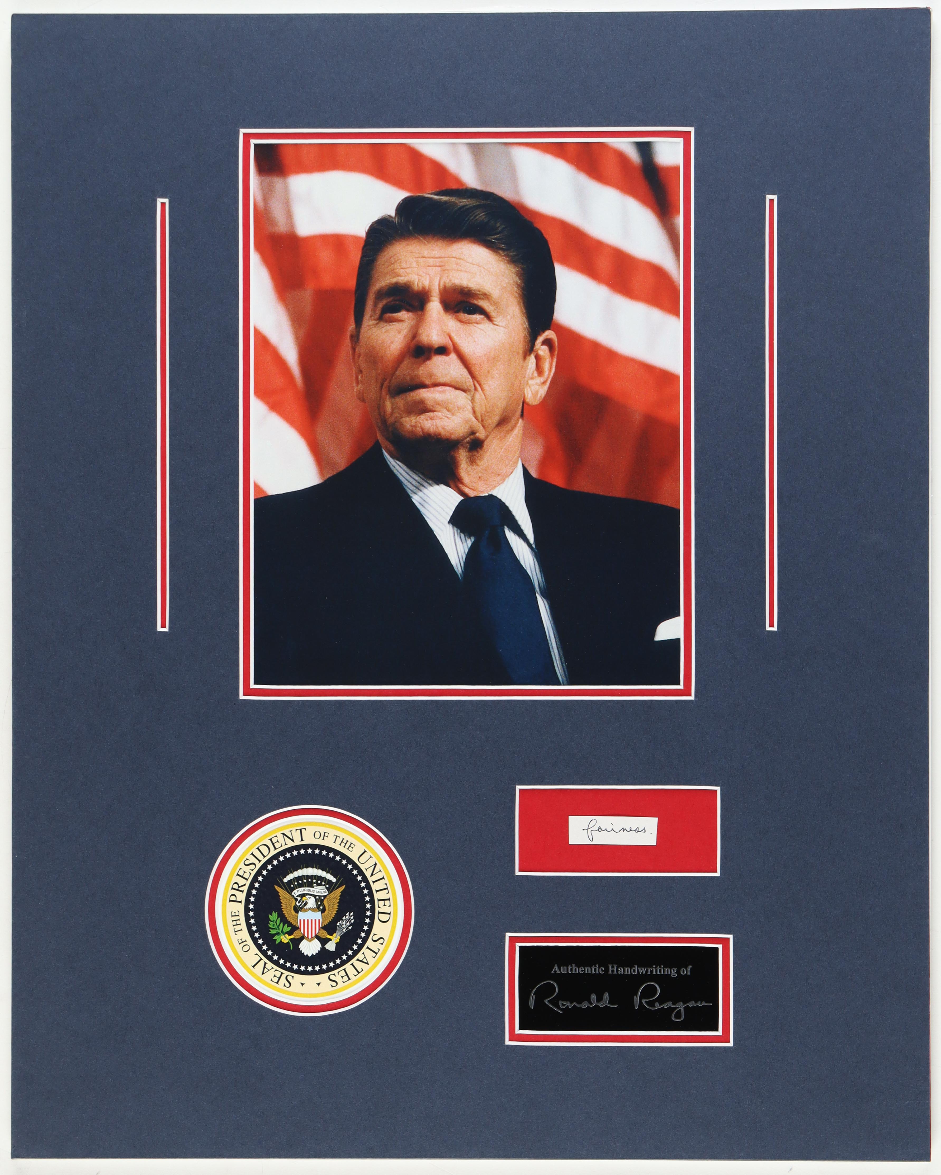 Ronald Reagan Hand-Written Custom Matted Cut Display (Beckett) at PristineAuction.com Ronald Reagan Hand-Written Custom Matted Cut Display (Beckett) at PristineAuction.com