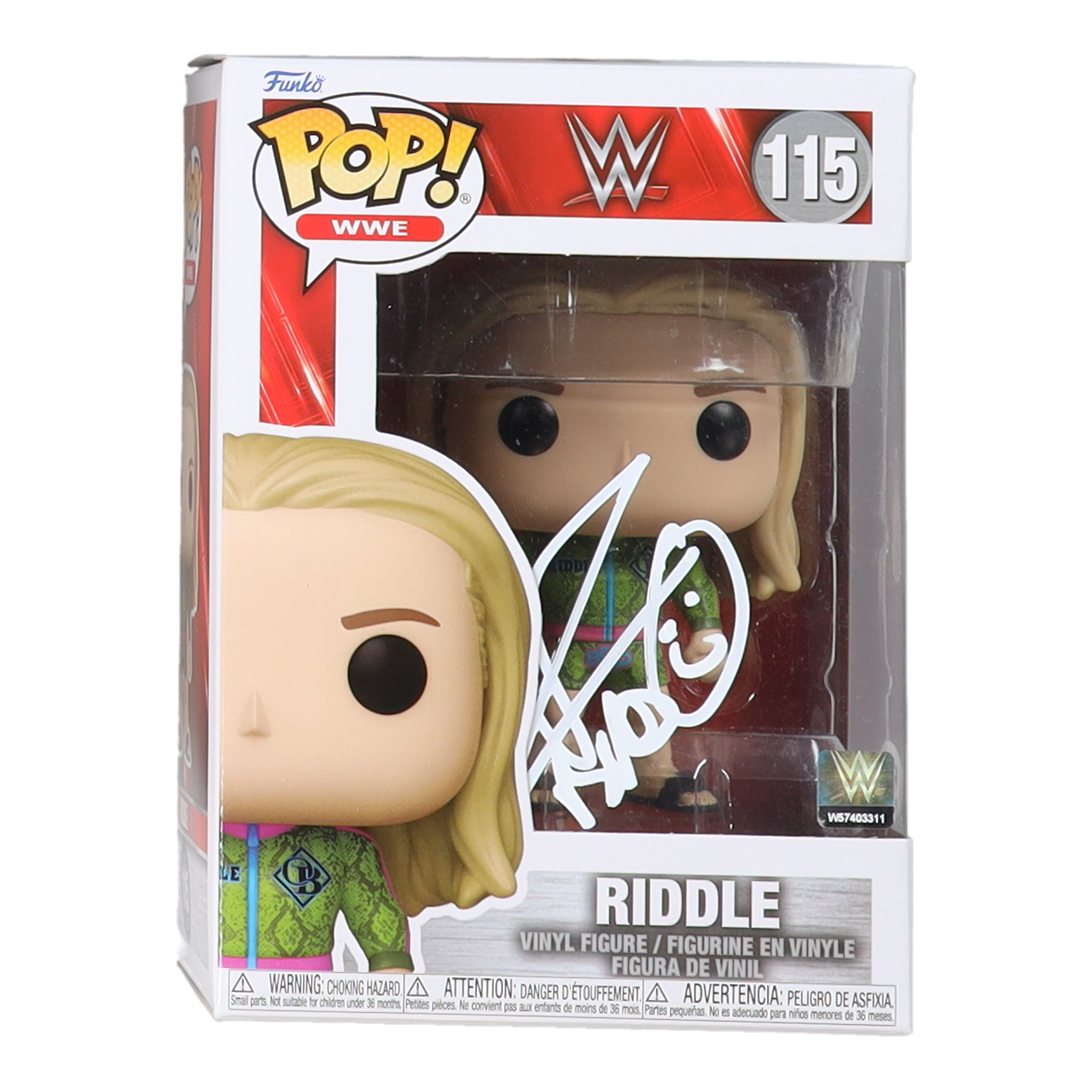 Riddle Signed "WWE" #115 Riddle Funko Pop! Vinyl Figure Inscribed "Bro" (PSA) at PristineAuction.com Riddle Signed "WWE" #115 Riddle Funko Pop! Vinyl Figure Inscribed "Bro" (PSA) at PristineAuction.com