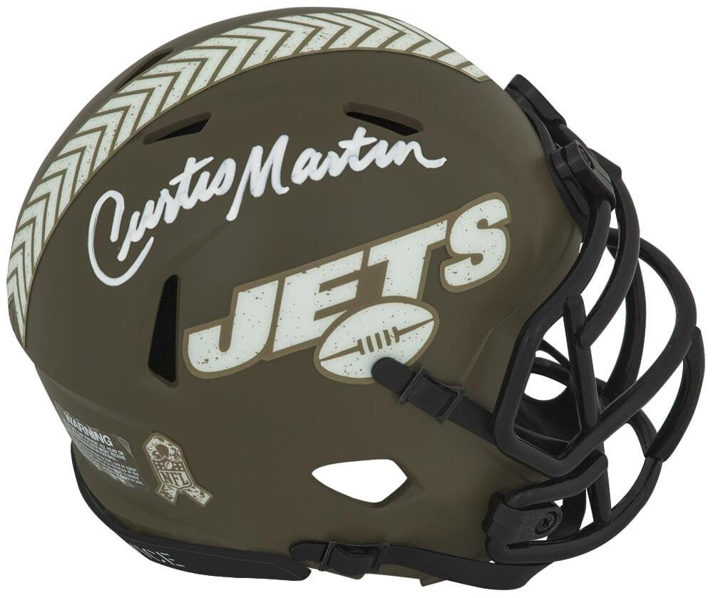 Curtis Martin Signed Jets Salute To Service Alternate Speed Mini Helmet ...