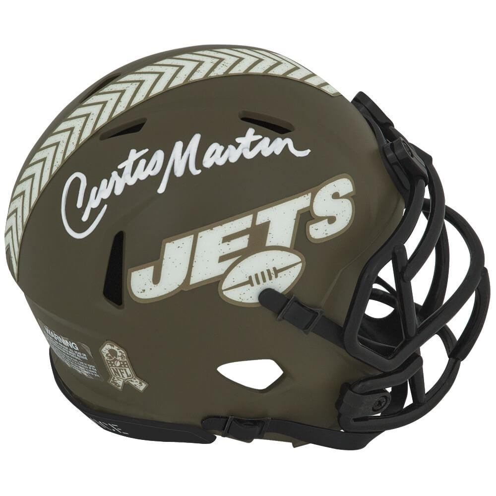 Curtis Martin Signed Jets Salute To Service Alternate Speed Mini Helmet ...
