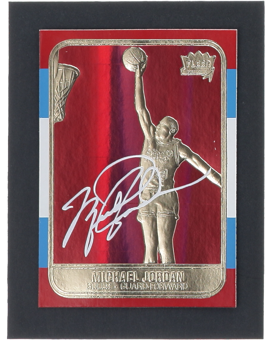 Michael Jordan 1997 Fleer Premier Signature Series Red Holo Refractor 23Kt Gold Card at PristineAuction.com Michael Jordan 1997 Fleer Premier Signature Series Red Holo Refractor 23Kt Gold Card at PristineAuction.com