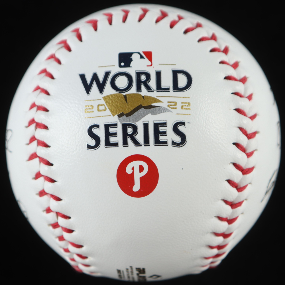 2022 Phillies World Series Logo Baseballs Set of (3) In Display Case