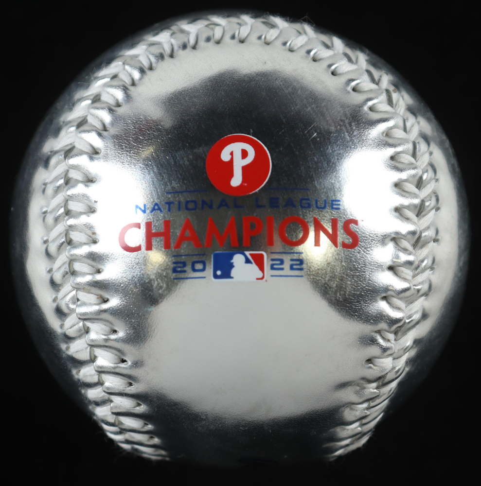 2022 Phillies World Series Logo Baseballs Set of (3) In Display Case