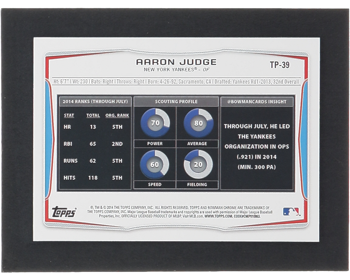 Aaron Judge 2014 Bowman Draft Top Prospects #TP39 at PristineAuction.com Aaron Judge 2014 Bowman Draft Top Prospects #TP39 at PristineAuction.com
