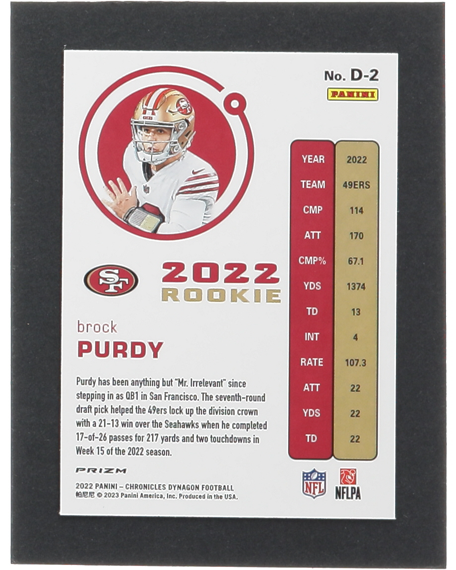 Brock Purdy 2022 Panini Chronicles Dynagon Rookies Silver #2 RC at PristineAuction.com Brock Purdy 2022 Panini Chronicles Dynagon Rookies Silver #2 RC at PristineAuction.com