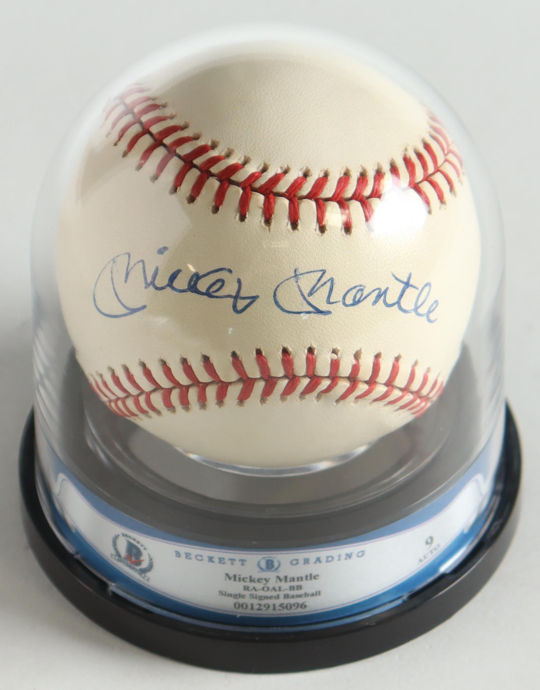 Mickey Mantle Signed OAL Baseball with High Quality Display Case (BGS | Autograph Graded 9) at PristineAuction.com Mickey Mantle Signed OAL Baseball with High Quality Display Case (BGS | Autograph Graded 9) at PristineAuction.com