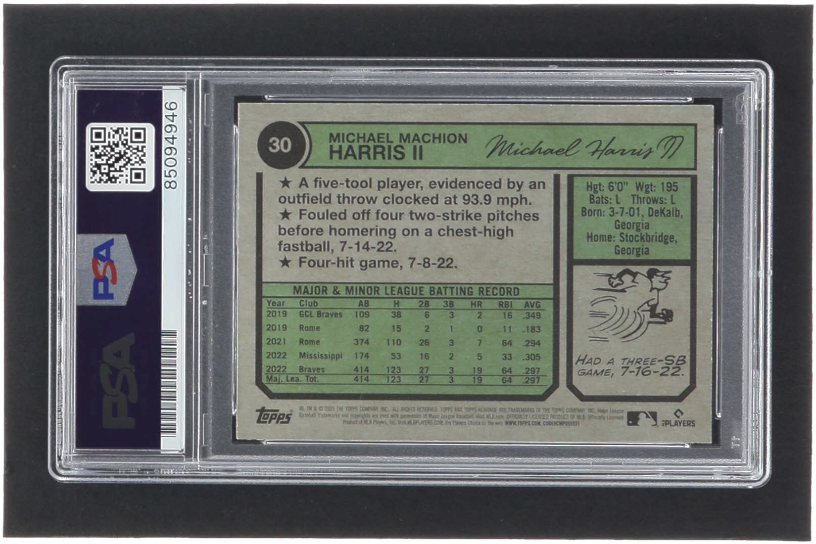 Michael Harris II Signed 2023 Topps Heritage #30 RC (PSA) at PristineAuction.com Michael Harris II Signed 2023 Topps Heritage #30 RC (PSA) at PristineAuction.com