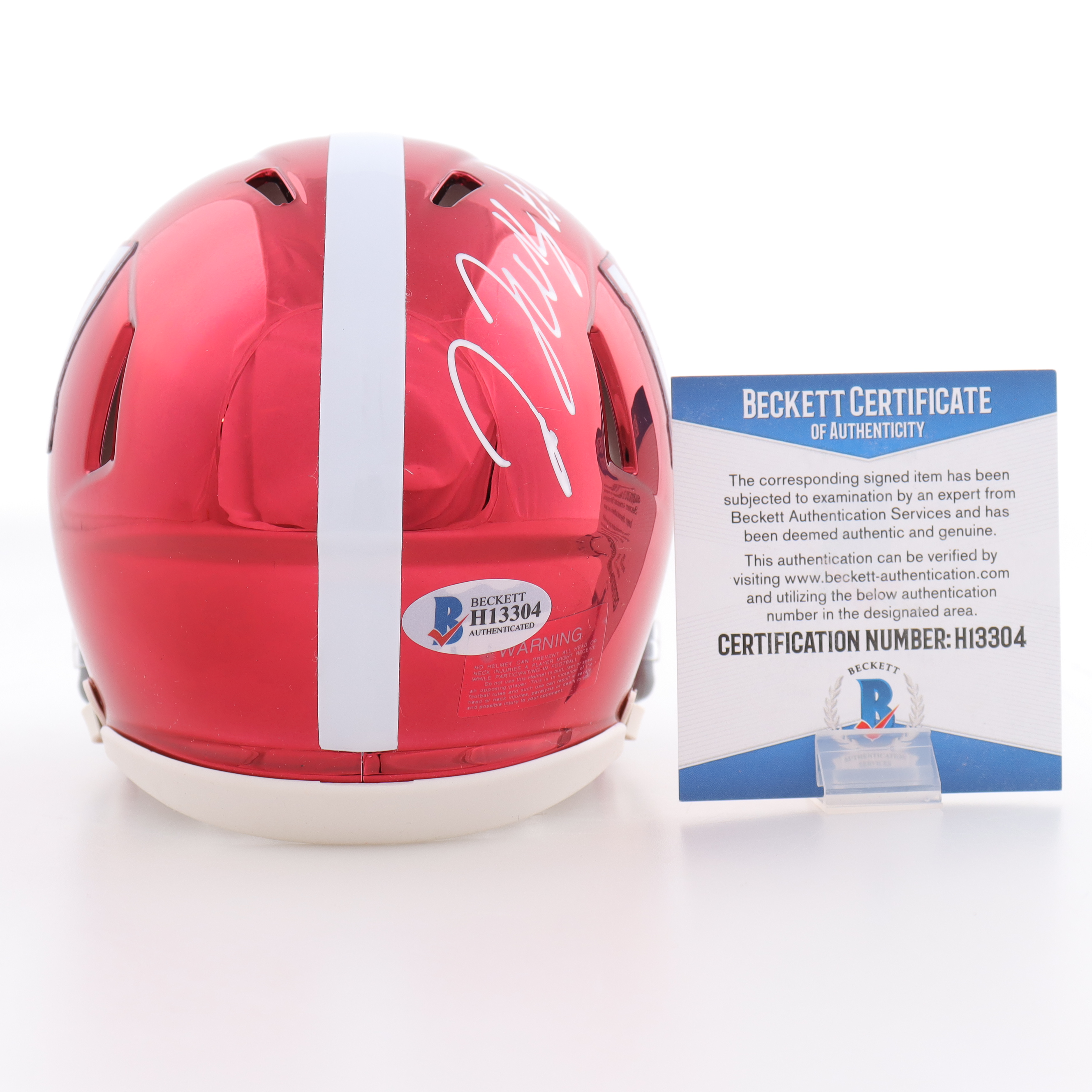 Tua Tagovailoa & Jerry Jeudy Signed Alabama Crimson Tide Mini Chrome Speed Helmet (Beckett) at PristineAuction.com Tua Tagovailoa & Jerry Jeudy Signed Alabama Crimson Tide Mini Chrome Speed Helmet (Beckett) at PristineAuction.com