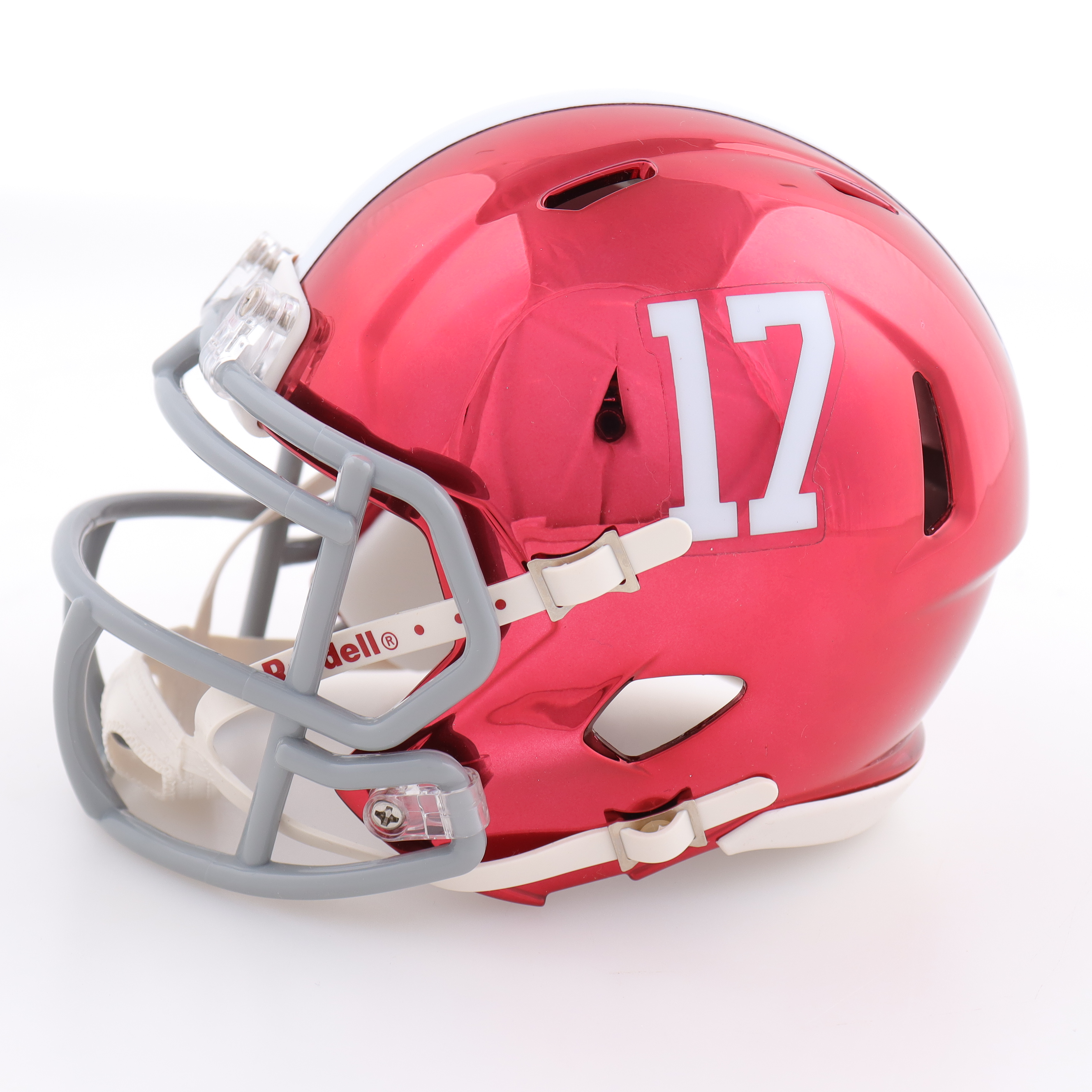Tua Tagovailoa & Jerry Jeudy Signed Alabama Crimson Tide Mini Chrome Speed Helmet (Beckett) at PristineAuction.com Tua Tagovailoa & Jerry Jeudy Signed Alabama Crimson Tide Mini Chrome Speed Helmet (Beckett) at PristineAuction.com