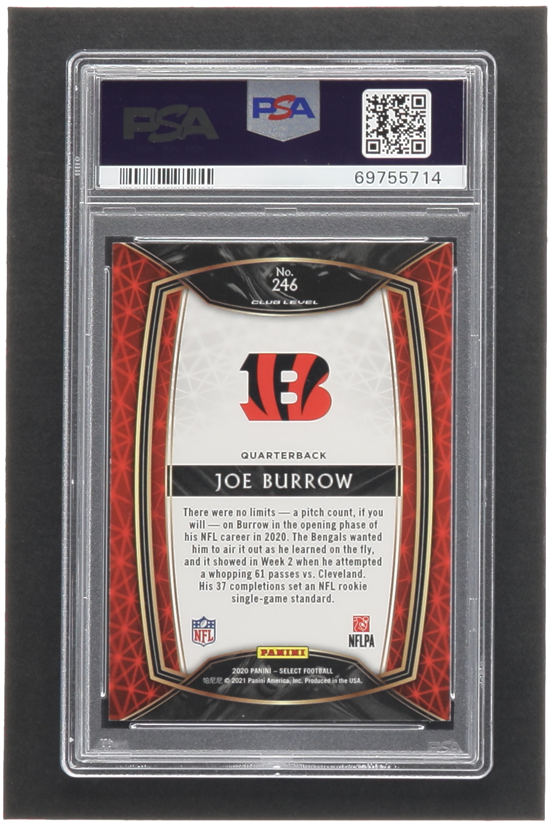 Joe Burrow 2020 Select #246 RC (PSA 10) at PristineAuction.com Joe Burrow 2020 Select #246 RC (PSA 10) at PristineAuction.com