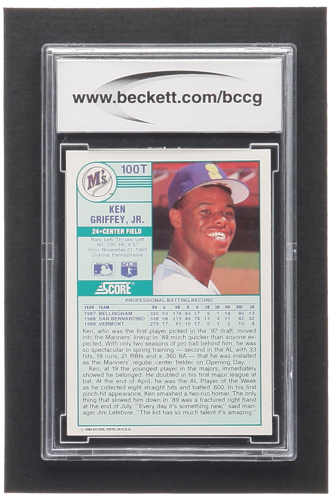 Ken Griffey Jr. 1989 Score Rookie/Traded #100T RC (BCCG 10) at PristineAuction.com Ken Griffey Jr. 1989 Score Rookie/Traded #100T RC (BCCG 10) at PristineAuction.com