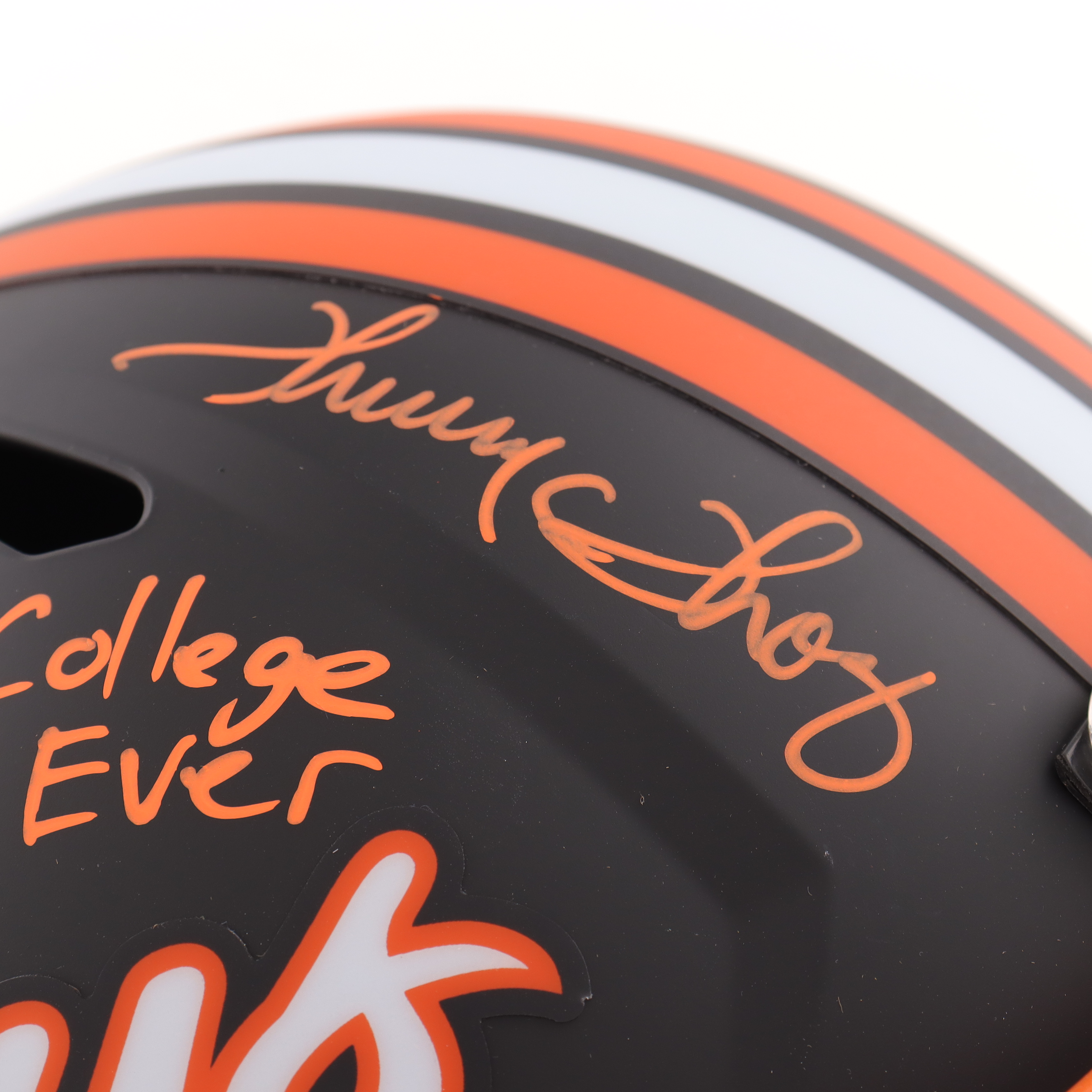 Barry Sanders & Thurman Thomas Signed Oklahoma State Cowboys Full Size Matte Black Speed Helmet Inscribed "Greatest College Backfield Ever" (Schwartz) at PristineAuction.com Barry Sanders & Thurman Thomas Signed Oklahoma State Cowboys Full Size Matte Black Speed Helmet Inscribed "Greatest College Backfield Ever" (Schwartz) at PristineAuction.com