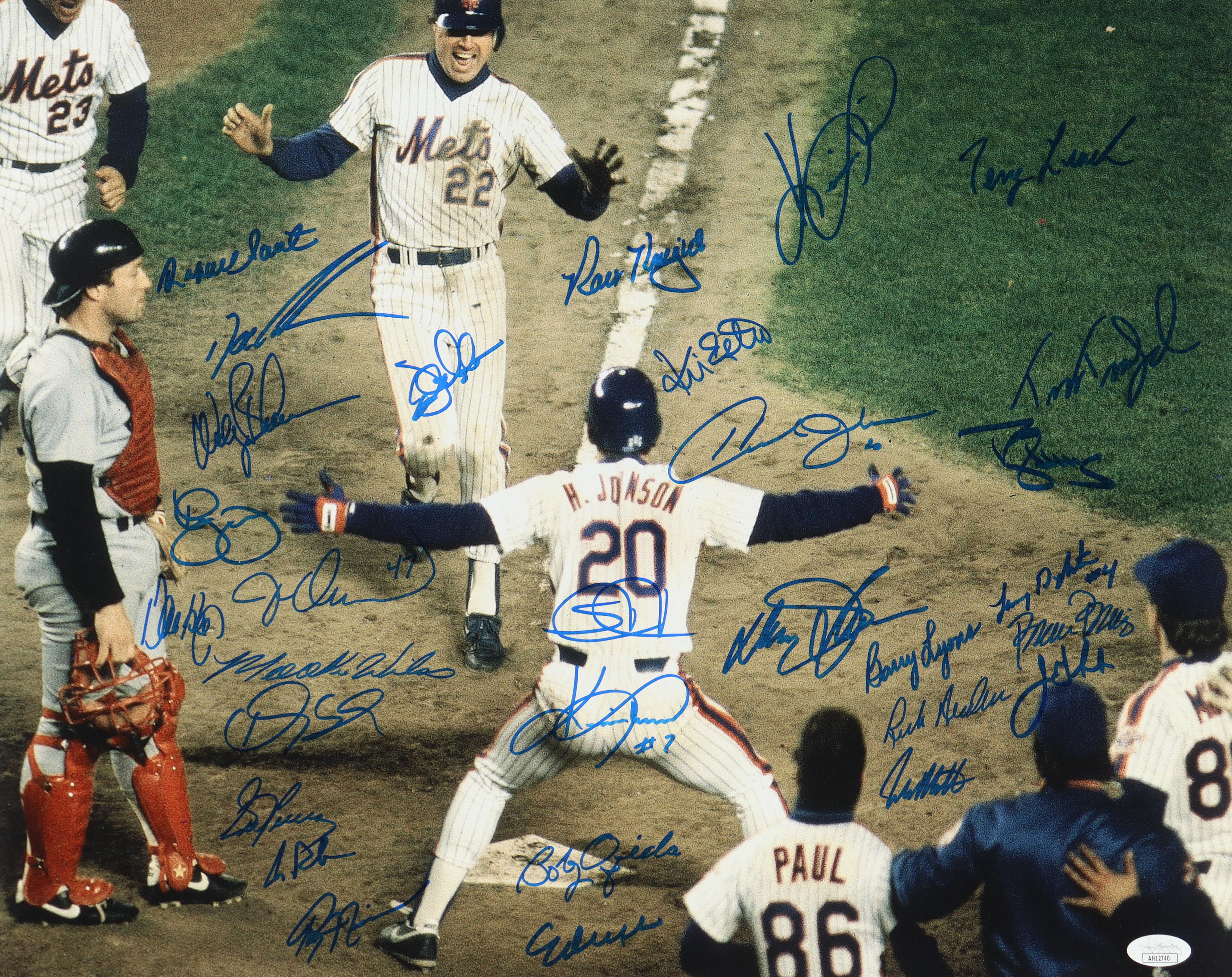 1986 Mets 16x20 Photo Team-Signed by (30) with Wally Backman, Howard Johnson, Tim Teufel, John Gibbons, Roger McDowell, Darry Strawberry (JSA) at PristineAuction.com 1986 Mets 16x20 Photo Team-Signed by (30) with Wally Backman, Howard Johnson, Tim Teufel, John Gibbons, Roger McDowell, Darry Strawberry (JSA) at PristineAuction.com