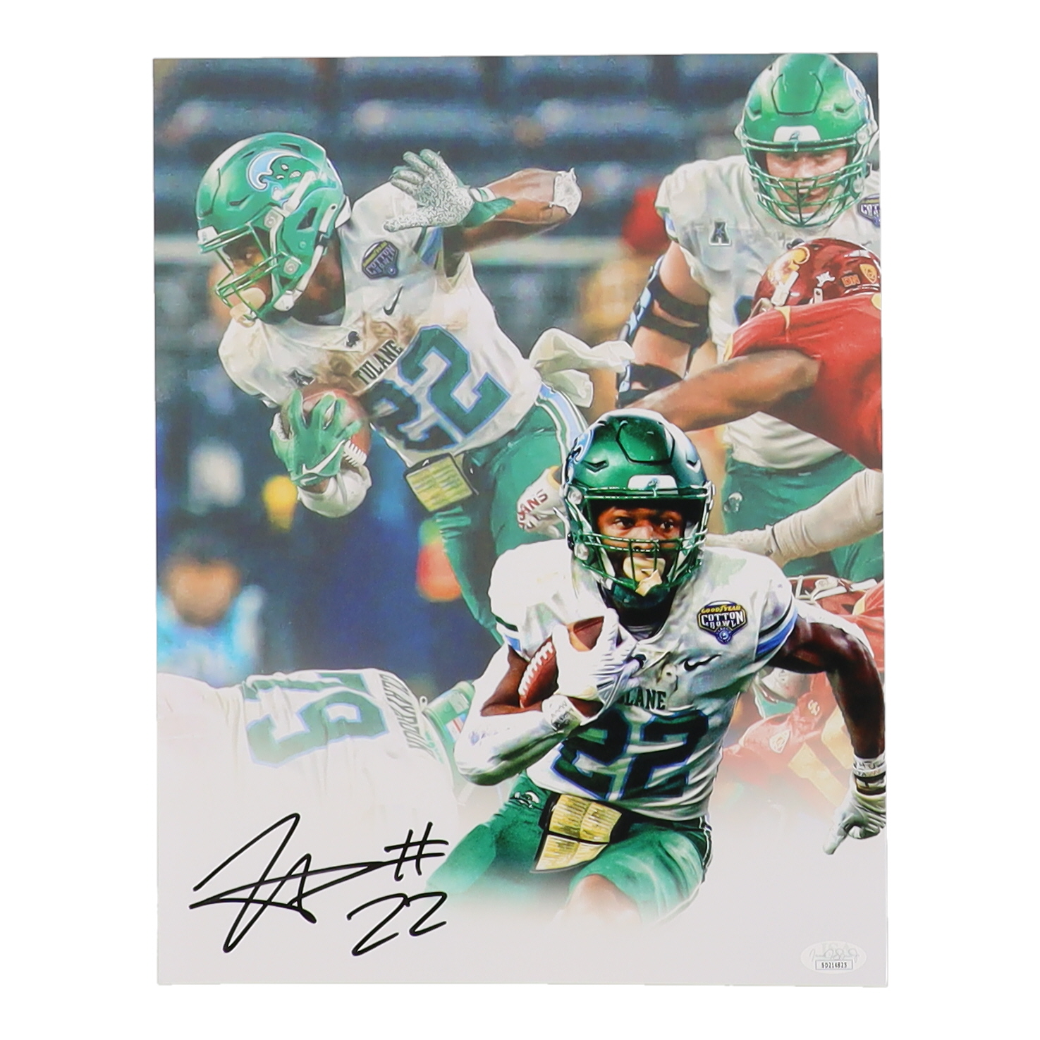 Tyjae Spears Signed Tulane Green Wave 11x14 Photo (JSA) at PristineAuction.com Tyjae Spears Signed Tulane Green Wave 11x14 Photo (JSA) at PristineAuction.com