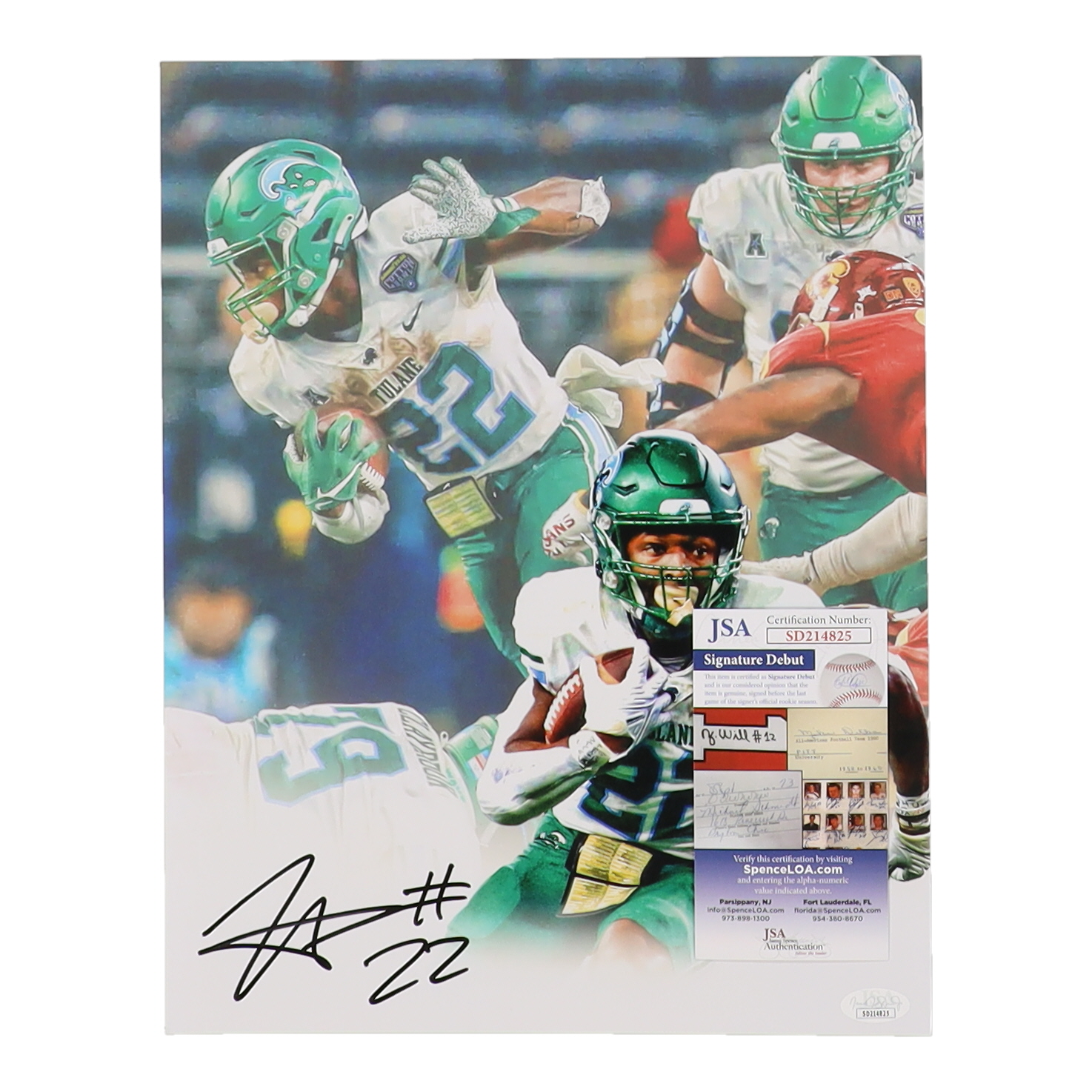 Tyjae Spears Signed Tulane Green Wave 11x14 Photo (JSA) at PristineAuction.com Tyjae Spears Signed Tulane Green Wave 11x14 Photo (JSA) at PristineAuction.com