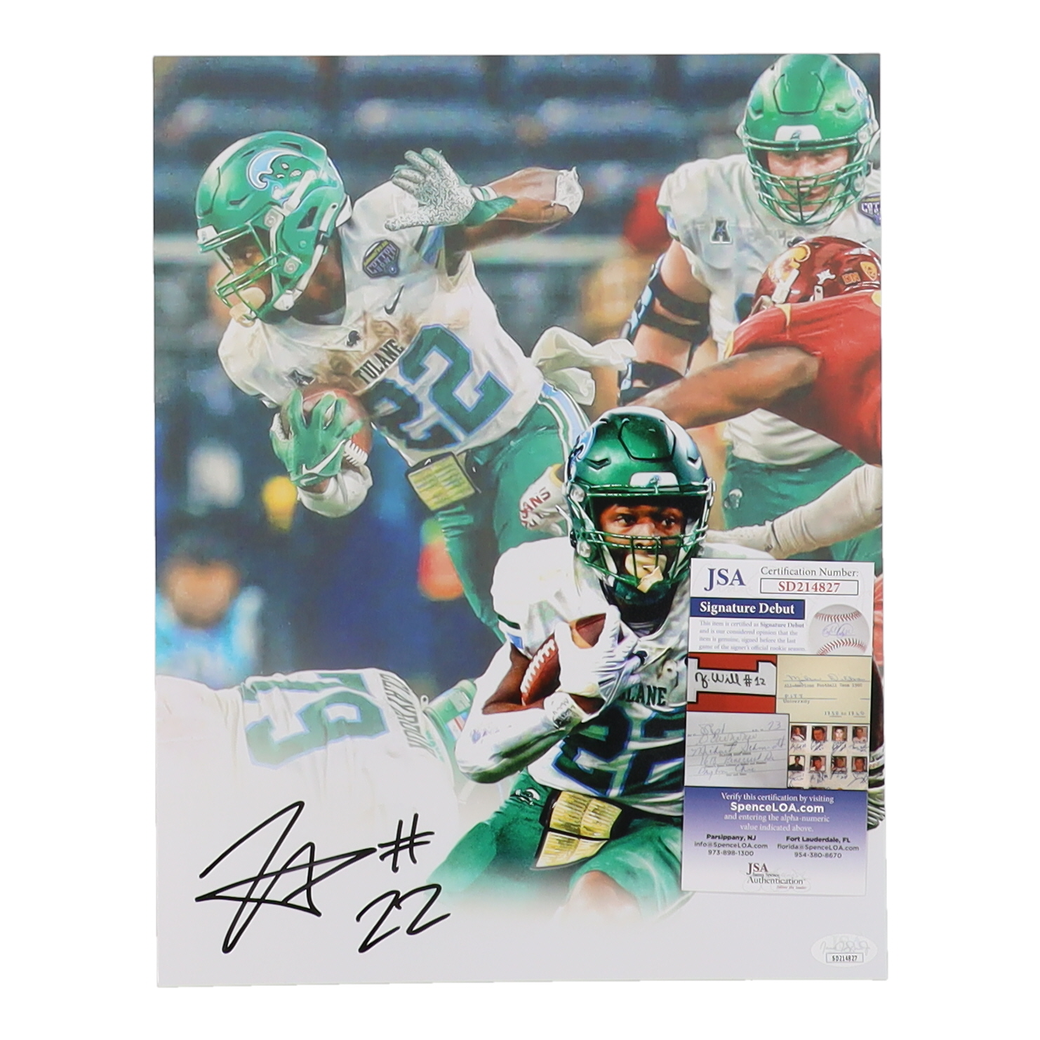 Tyjae Spears Signed Tulane Green Wave 11x14 Photo (JSA) at PristineAuction.com Tyjae Spears Signed Tulane Green Wave 11x14 Photo (JSA) at PristineAuction.com