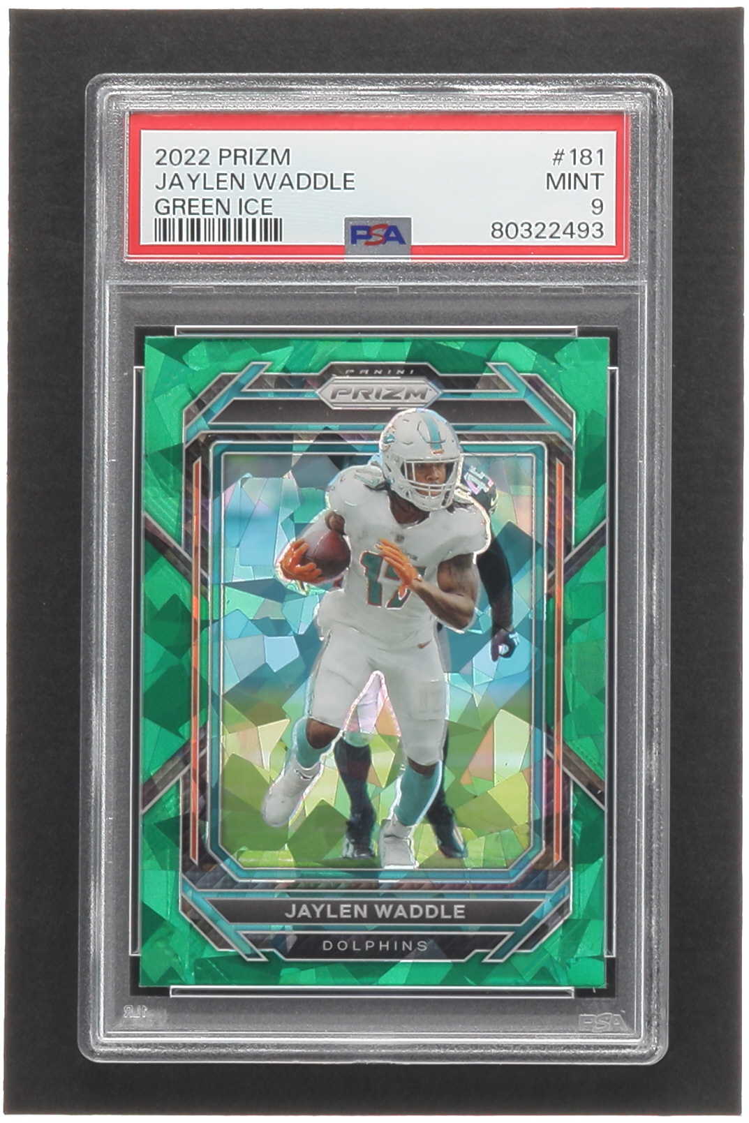 Jaylen Waddle 2022 Panini Prizm Prizms Green Ice #181 RC (PSA 9) at PristineAuction.com Jaylen Waddle 2022 Panini Prizm Prizms Green Ice #181 RC (PSA 9) at PristineAuction.com