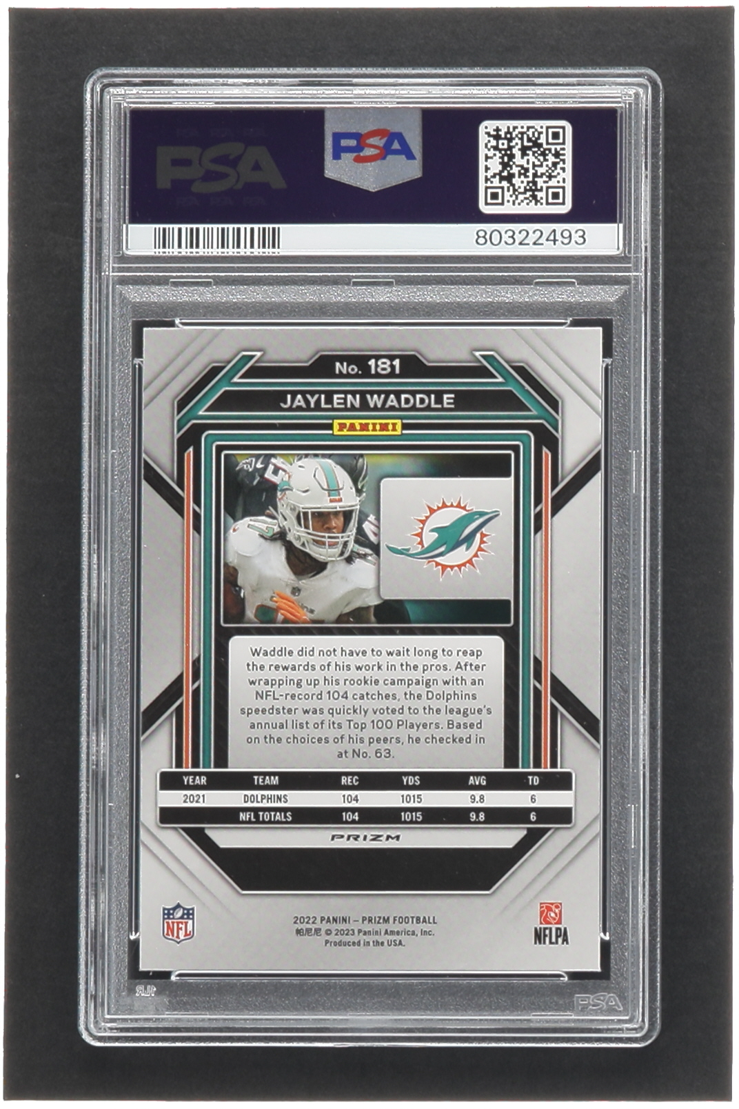 Jaylen Waddle 2022 Panini Prizm Prizms Green Ice #181 RC (PSA 9) at PristineAuction.com Jaylen Waddle 2022 Panini Prizm Prizms Green Ice #181 RC (PSA 9) at PristineAuction.com