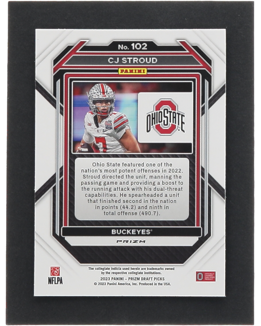 CJ Stroud 2023 Panini Prizm Draft Picks Prizms Red Ice #102 RC at PristineAuction.com CJ Stroud 2023 Panini Prizm Draft Picks Prizms Red Ice #102 RC at PristineAuction.com
